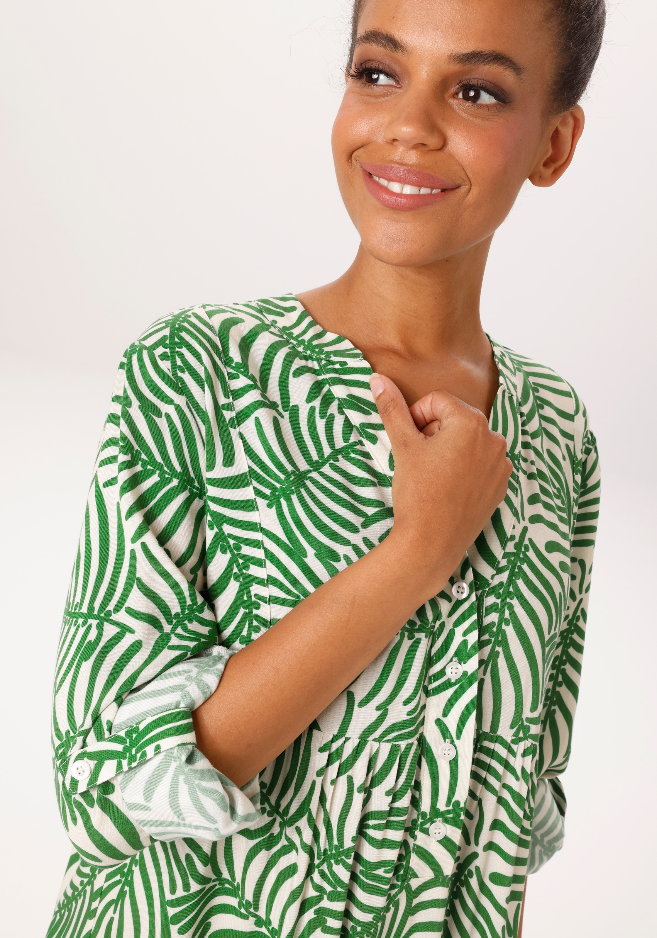 Aniston CASUAL Maxi robe mit grossflächigen, grafischen Blättern bedruckt - NEUE KOLLEKTION