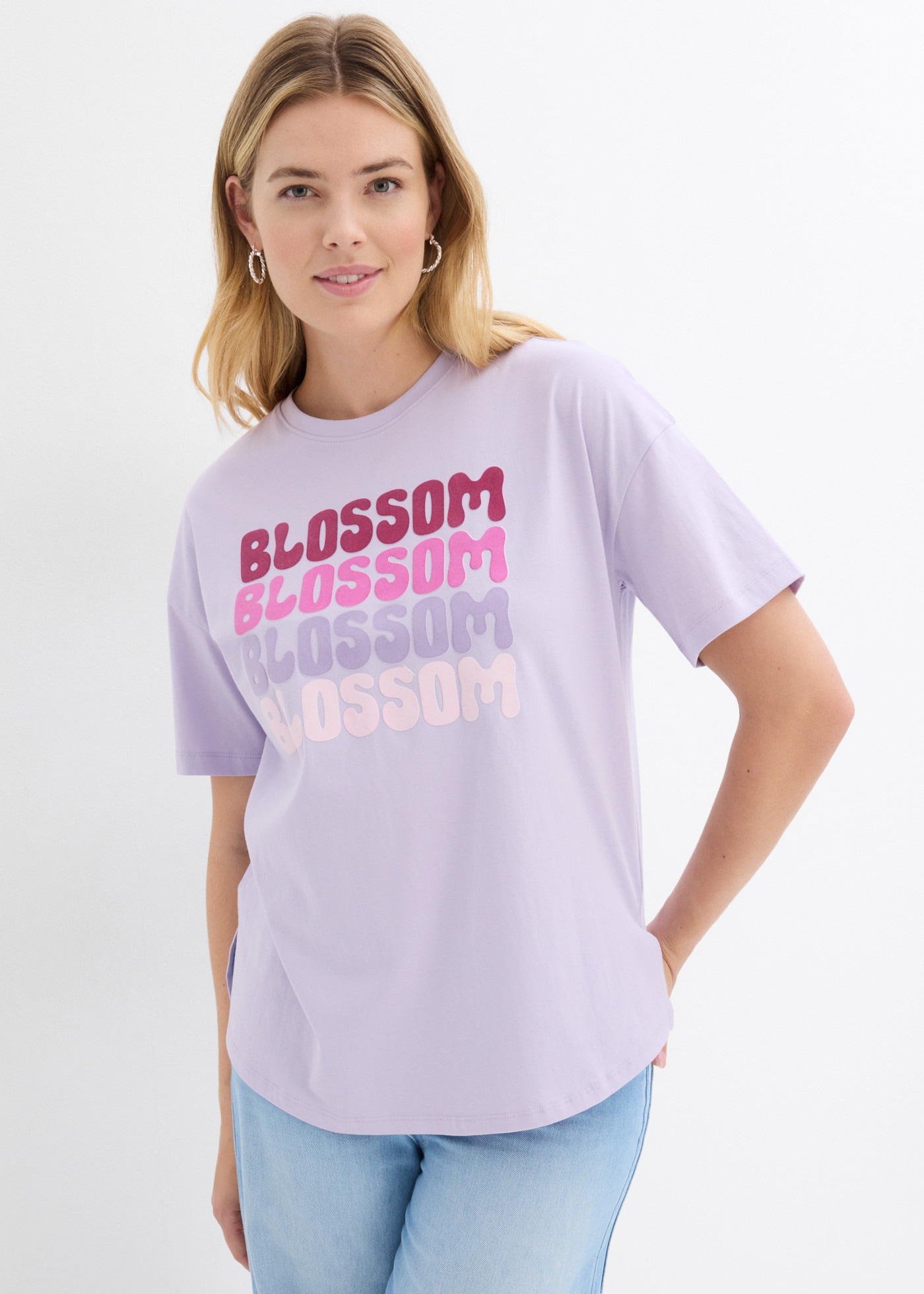 Image of bonprix Oversize-Shirt weiter Schnitt, Halbarm-Design, aus Baumwolle, mit Brustdruck