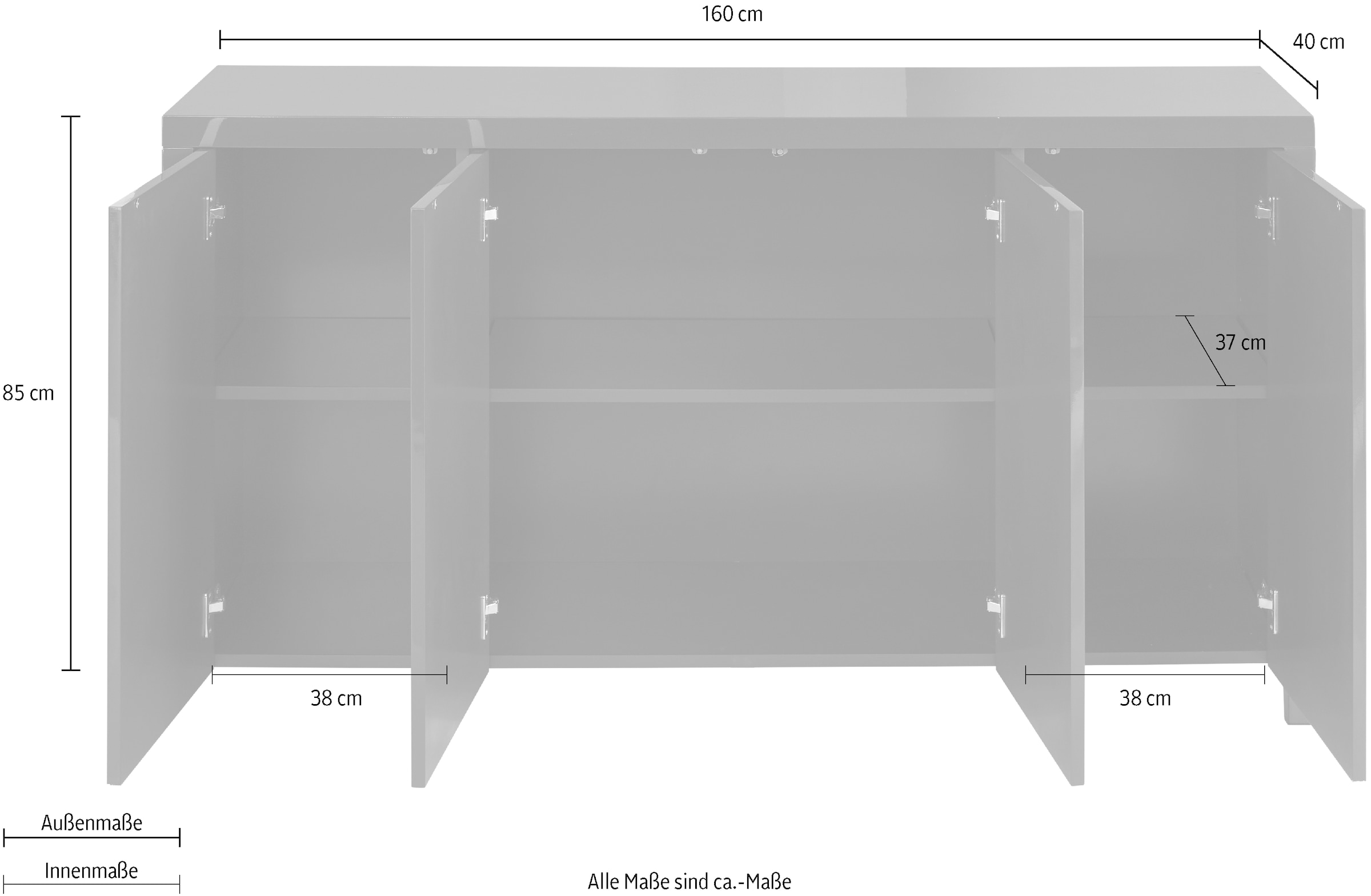 LeGer Home by Lena Gercke Buffet »Valey« Breite 160 cm, Soft-Close, Push to open