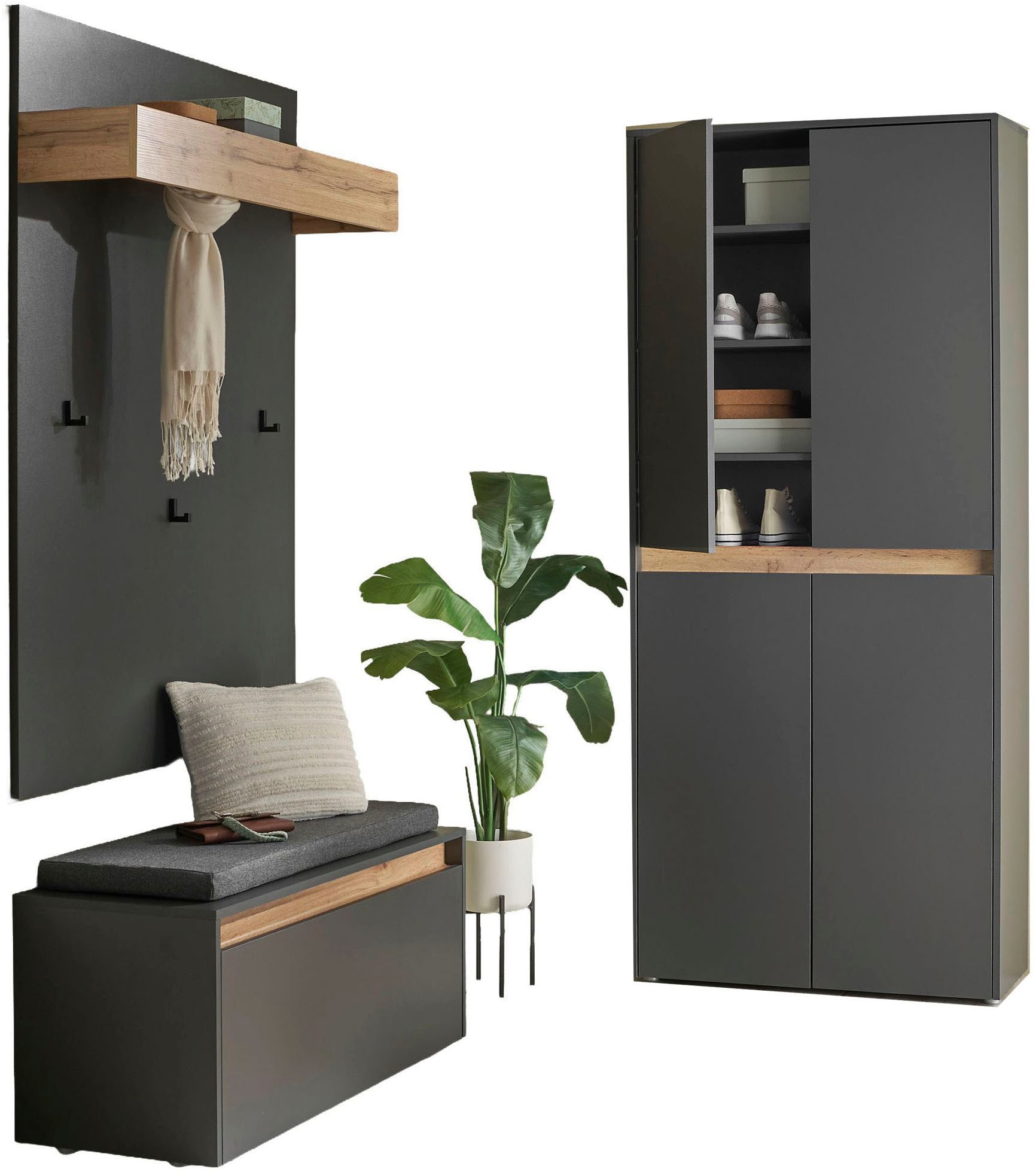 Home affaire Garderoben-Set »City/Giron, moderne Garderobe, viel Stauraum, ca. 40 Schuhe« Set, 3 Stk. tlg.