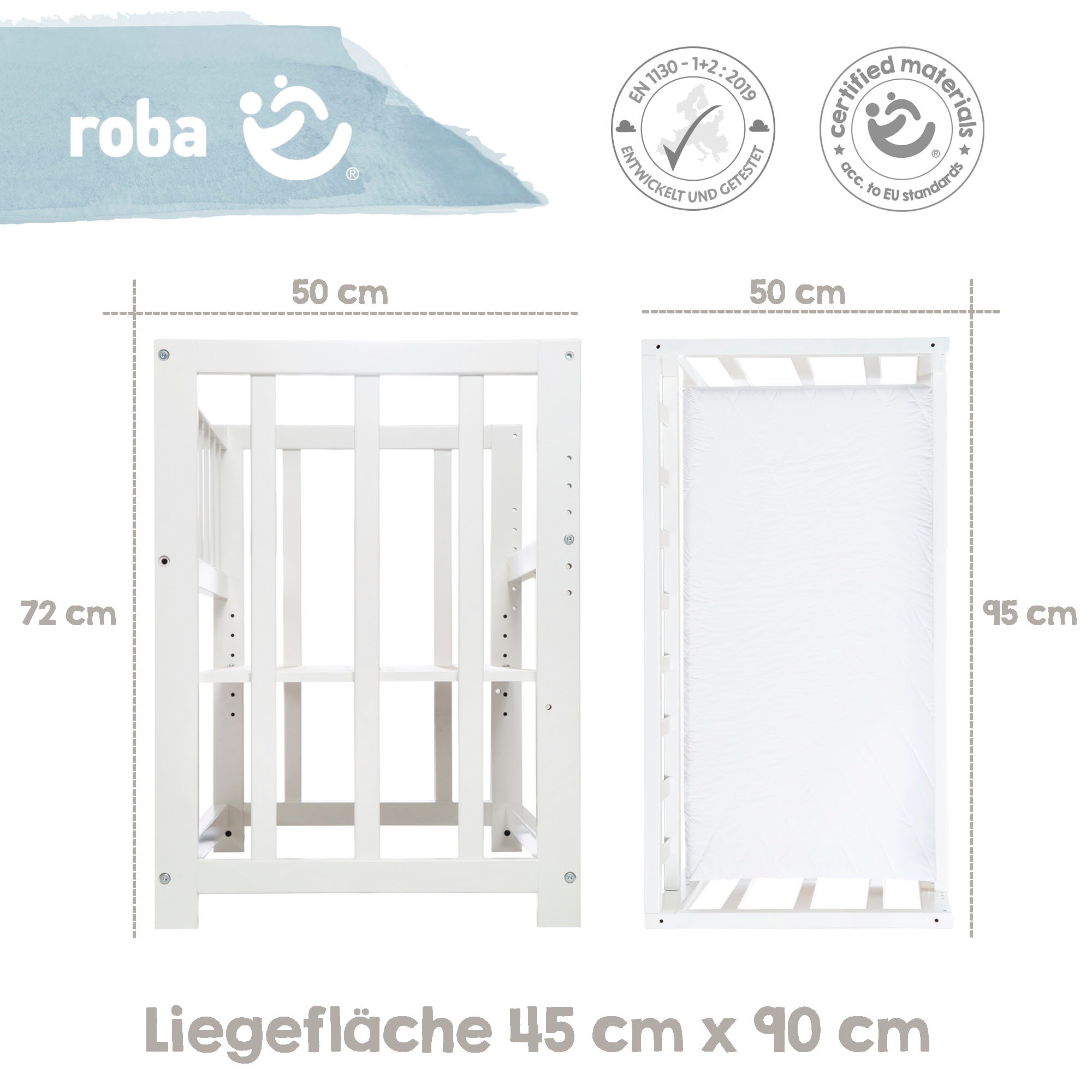 roba® Stubenbett »3in1, Miffy, weiss«, zu Elternbett oder Bank umbaubar, Liegefläche höhenverstellbar