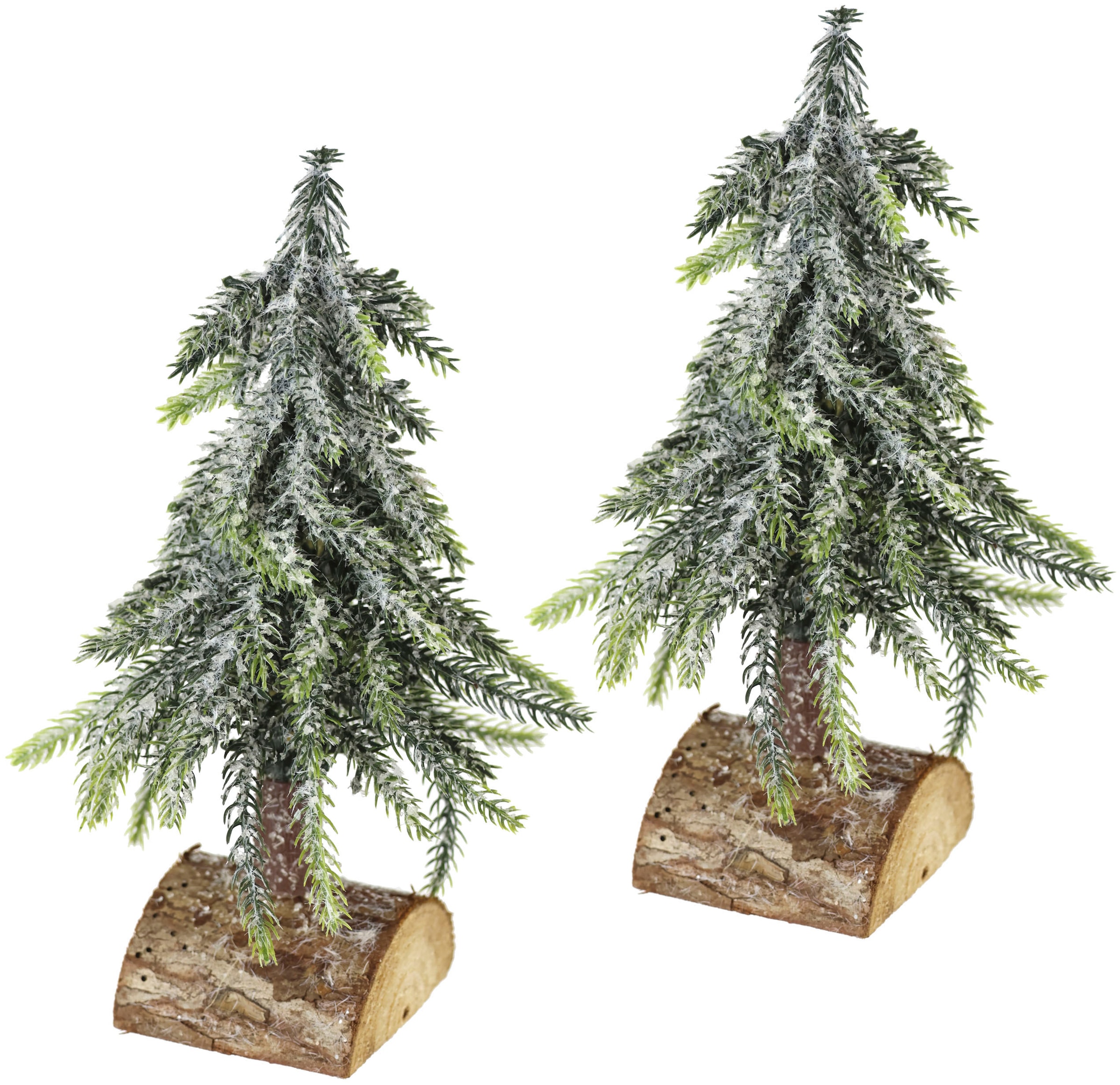 I.GE.A. Dekobaum »Weihnachtsdeko, Weihnachtsbaum«, Künstlicher mini Tannenbaum geeist auf Holzsockel 25 cm