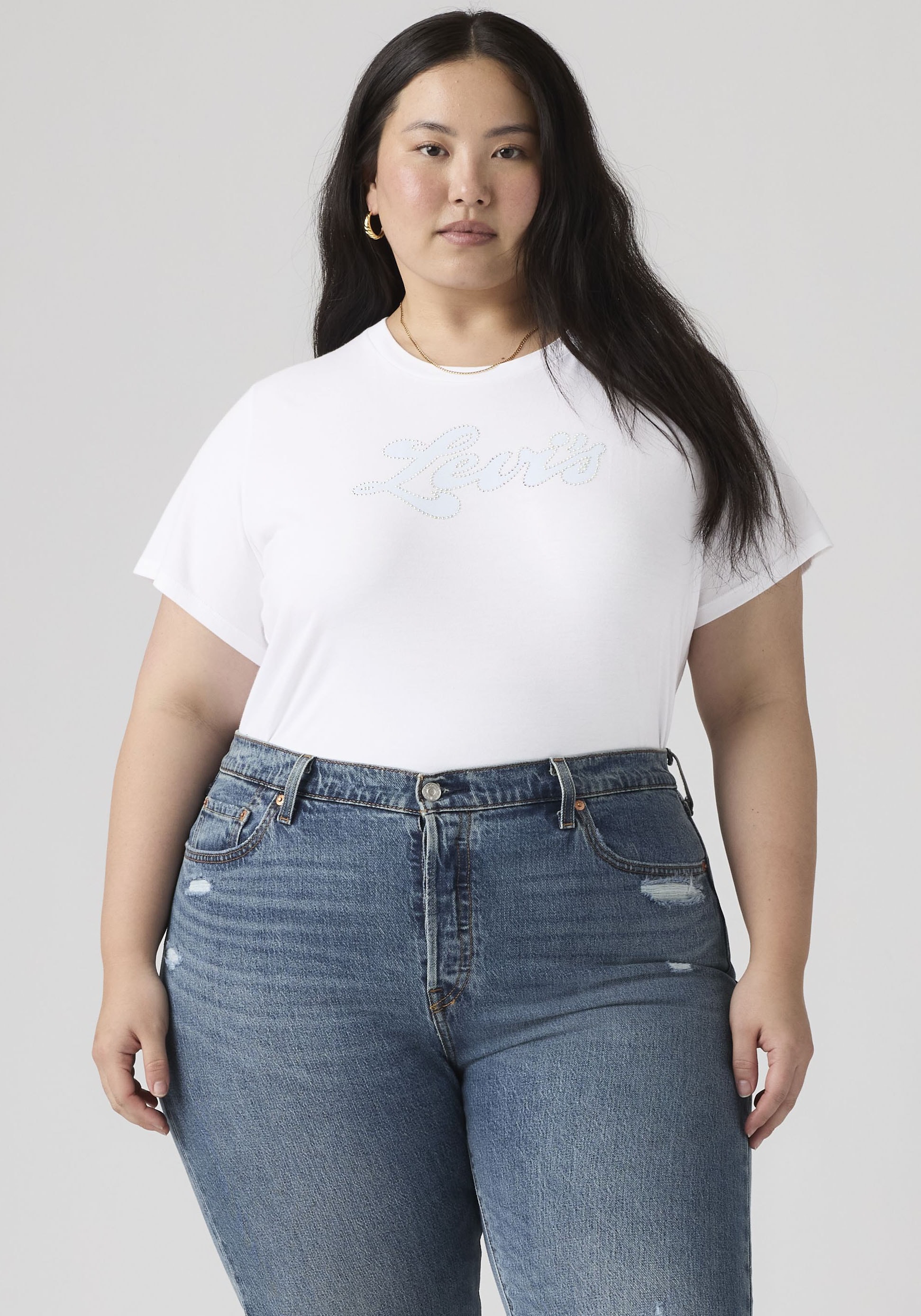 Image of Levis Plus T-Shirt "PL PERFECT TEE" Applikation mit Glitzersteinen