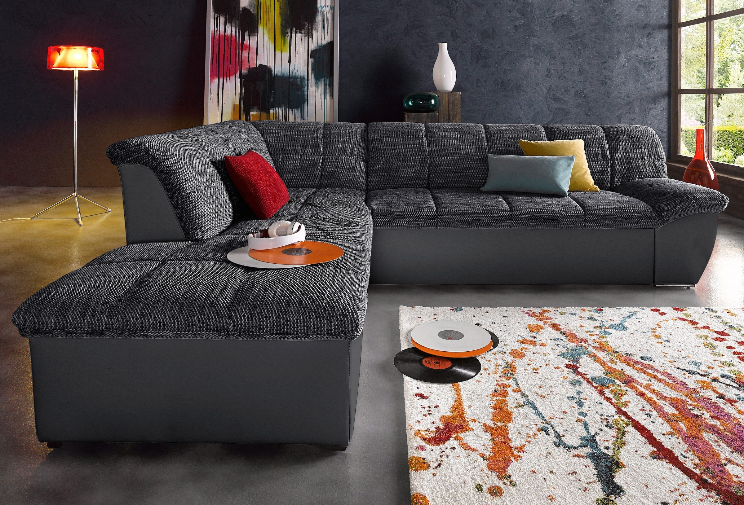 Image of DOMO collection Ecksofa "Splash, aktuelle Sitz- & Rückensteppung, Materialmix, B.271cm, L-Form" wahlweise mit Bettfunktion