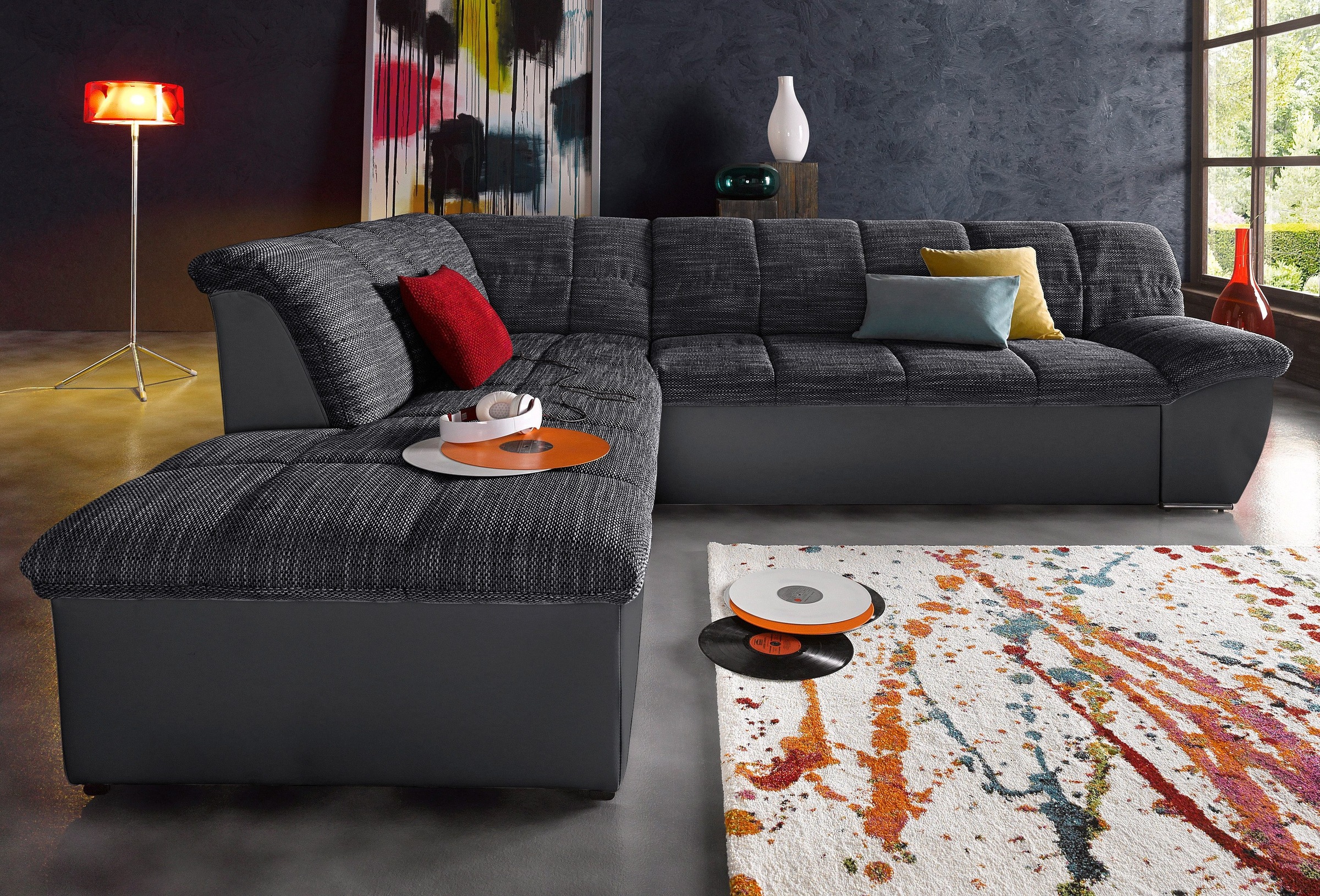 Image of DOMO collection Ecksofa "Splash, aktuelle Sitz- und Rückensteppung, Materialmix, L-Form" wahlweise mit Bettfunktion