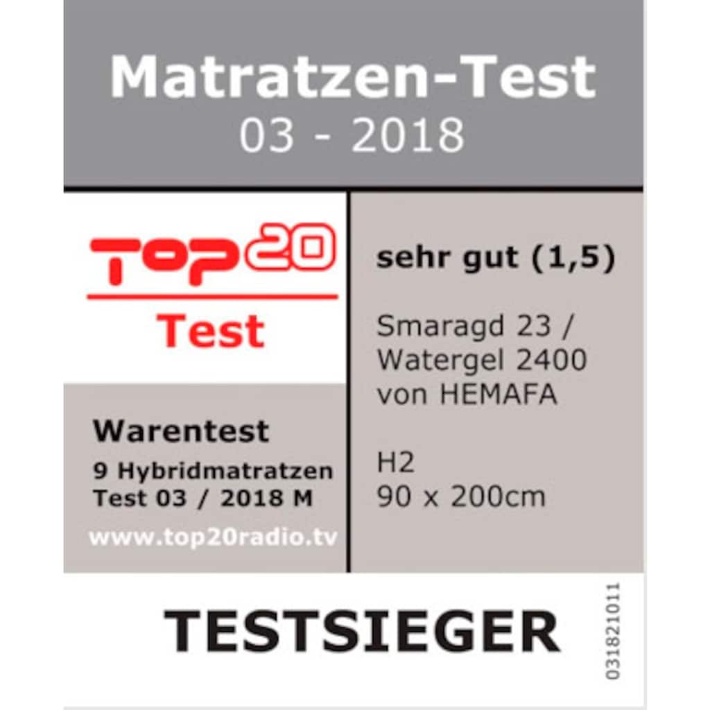 Hemafa Gelschaummatratze »Watergel 2400 KS«, 23 cm hoch, Raumgewicht: 45 kg/m³, (1 St.), Testsieger beim Matratzentest 03-2018