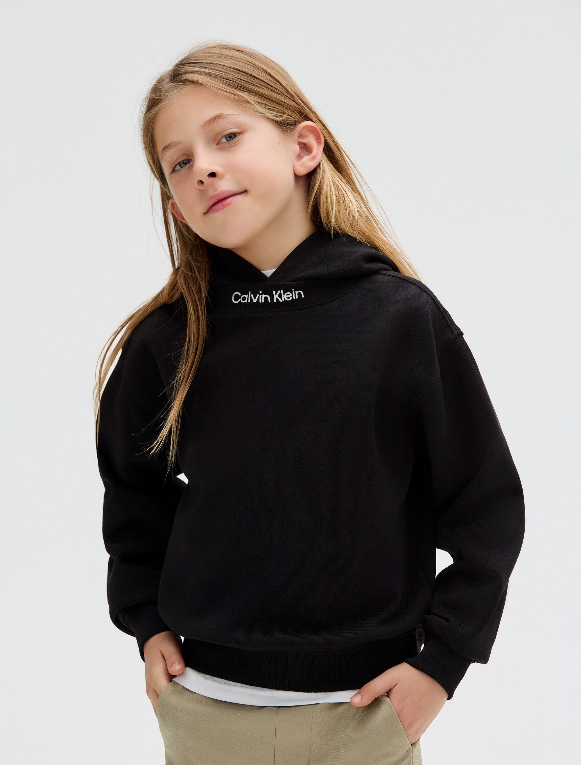 Image of Calvin Klein Kapuzensweatshirt "NECK EMBRO LOGO TERRY HOODIE", für Kinder bis 16 Jahre, Logo-schriftzug