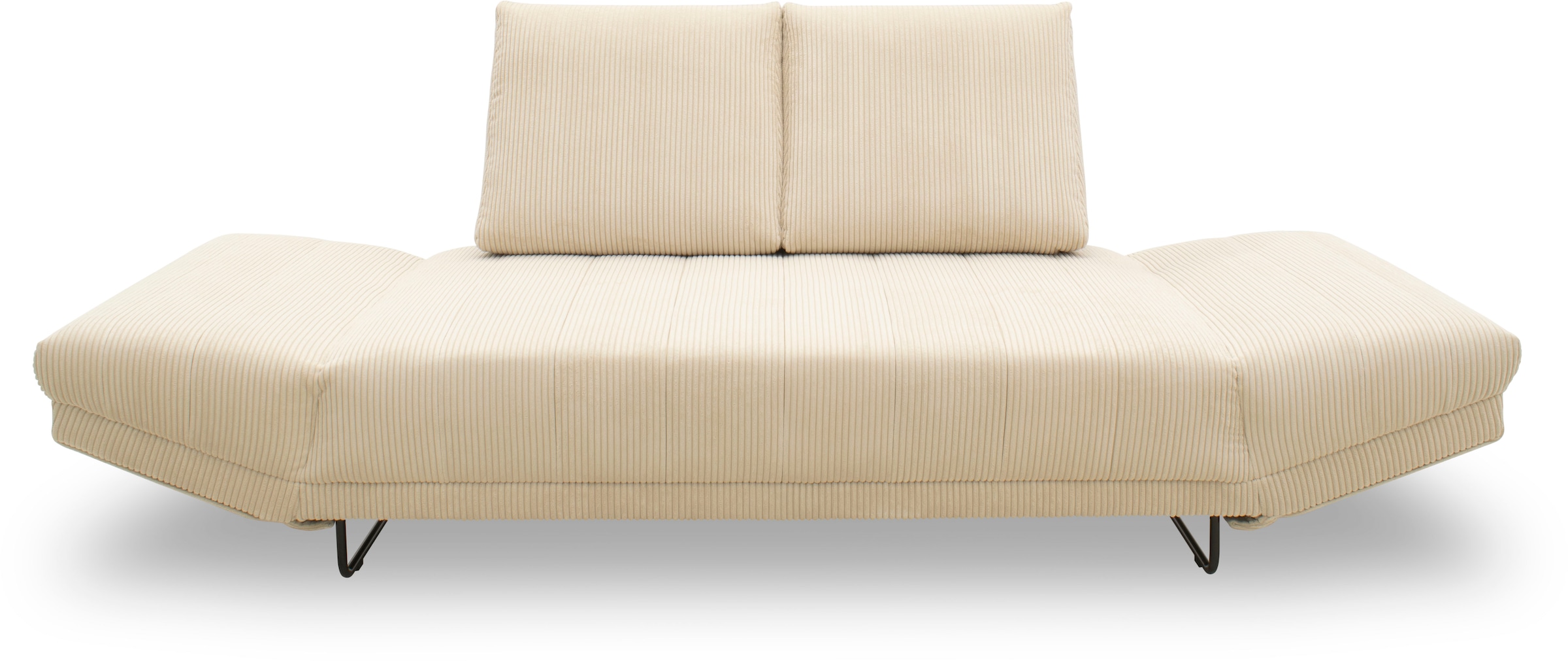 INOSIGN Schlafsofa »Jadelyn mit klappbaren Armlehnen, Bettsofa mit Federkern, Breite 250cm« Federkern, Cord-Bezug, incl. 2 Armlehnkissen, Liegefläche 97x250 cm