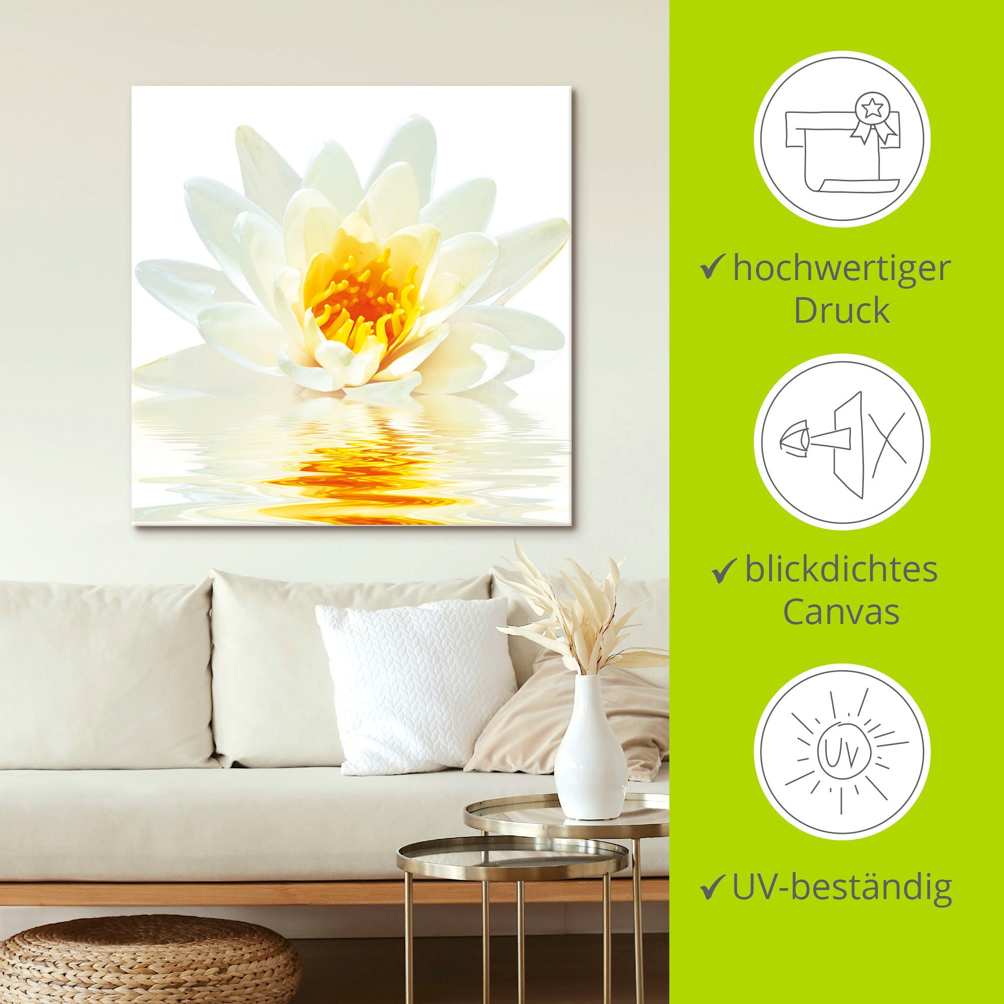 Artland Leinwandbild »Lotusblume schwimmt im Wasser« Blumen 1 Stk. tlg. auf Holzrahmen gespannt