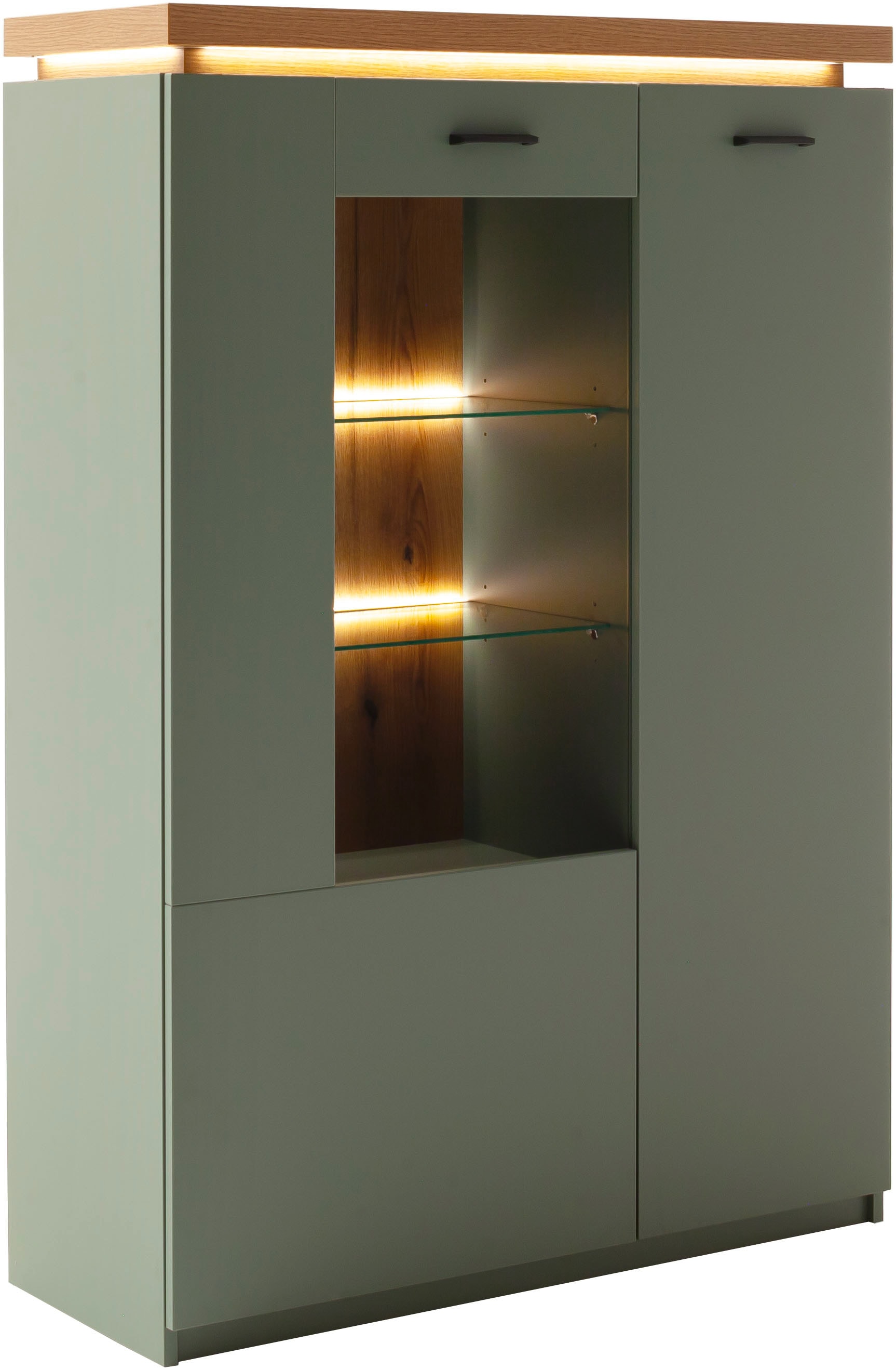 MCA furniture Highboard »MONIZ Highboard« 1 Stk. tlg. Hochkommode,Kommode,Eiche,Salbeigrün,2 Türen,gedämpft,Breite 98 cm