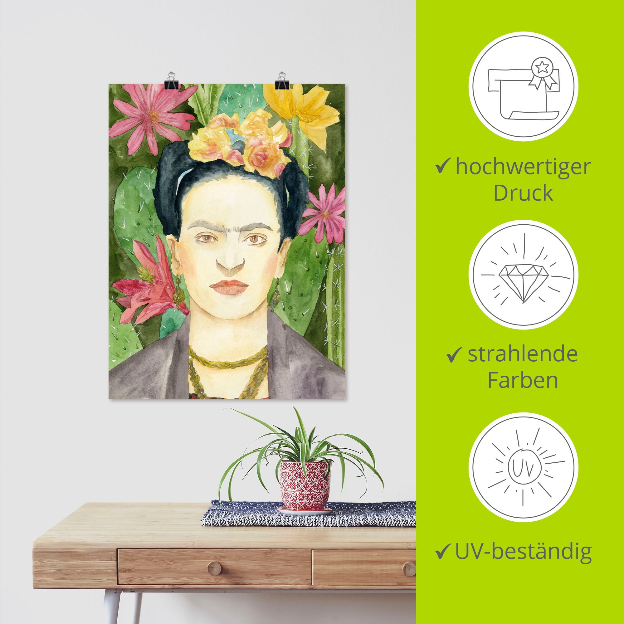 Artland Wandbild »Frida Kahlo I«, Bilder von Frauen, (1 St.), als Leinwandbild, Poster in verschied. Grössen