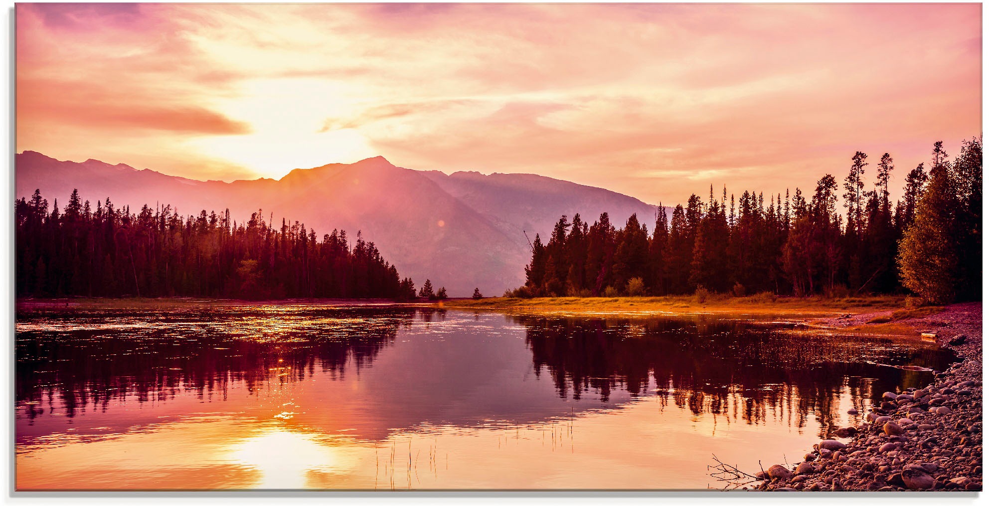 Image of Artland Glasbild »Grand Teton Gebirge bei Sonnenuntergang«, Sonnenaufgang & -untergang, (1 St.) bei Ackermann Versand Schweiz