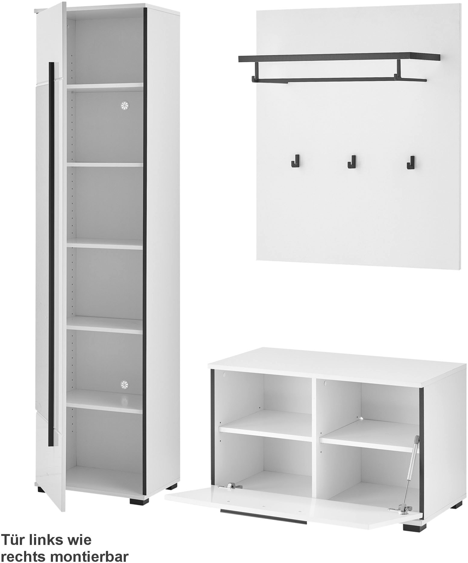 Home affaire Garderoben-Set »Cantara, moderne Garderobe, Komplettset mit viel Stauraum« Komplett-Set, 3 Stk. tlg.