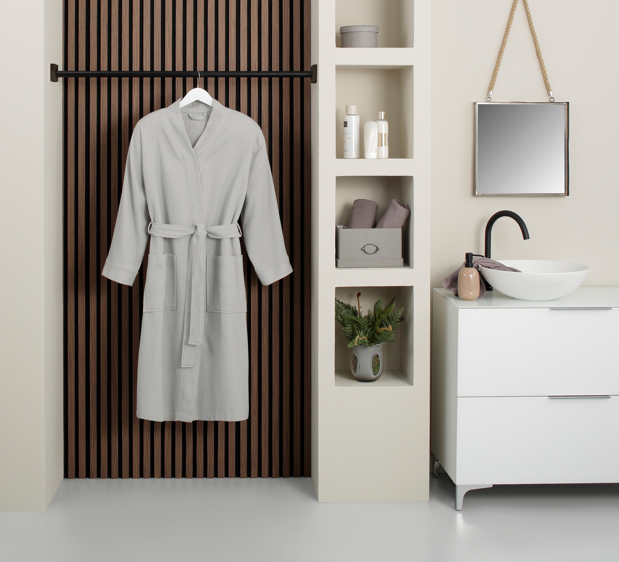 my home Unisex-Bademantel »Vanessa, ideal für Sauna & Spa, Hotelbademantel, Morgenmantel«, (1 St.), Taschen, Damen & Herren, Waffelpiqué, sehr leichte Qualität, S-3XL