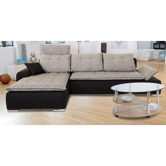 PRO Line Couchtisch, mit Glasplatte, Gestell aus Holz und Metall,  Ablageboden, mit Rollen kaufen