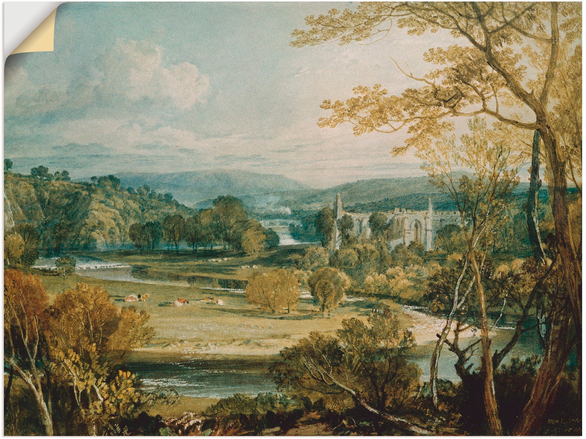 Image of Artland Wandbild »Blick zur Bolton Abbey, Yorkshire. 1809«, Wiesen & Bäume, (1 St.), in vielen Grössen & Produktarten -Leinwandbild, Poster, Wandaufkleber / Wandtattoo auch für Badezimmer geeignet bei Ackermann Versand Schweiz