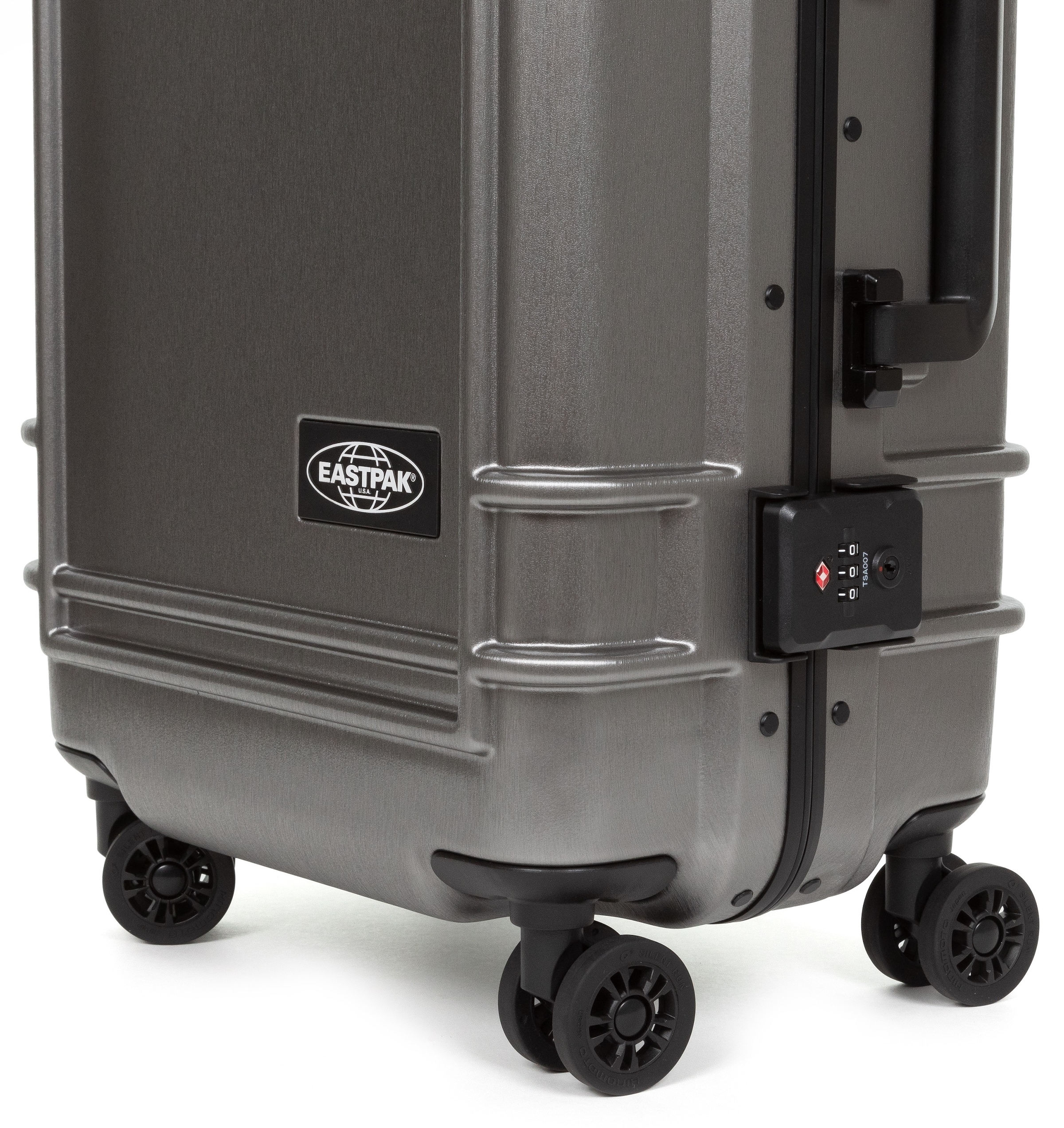 Eastpak Hartschalen-Trolley »RESIST'R CASE S BRUSHED METAL mit 30 Jahren Garantie«, 4 Rollen, Reisegepäck Handgepäck-Koffer TSA-Zahlenschloss