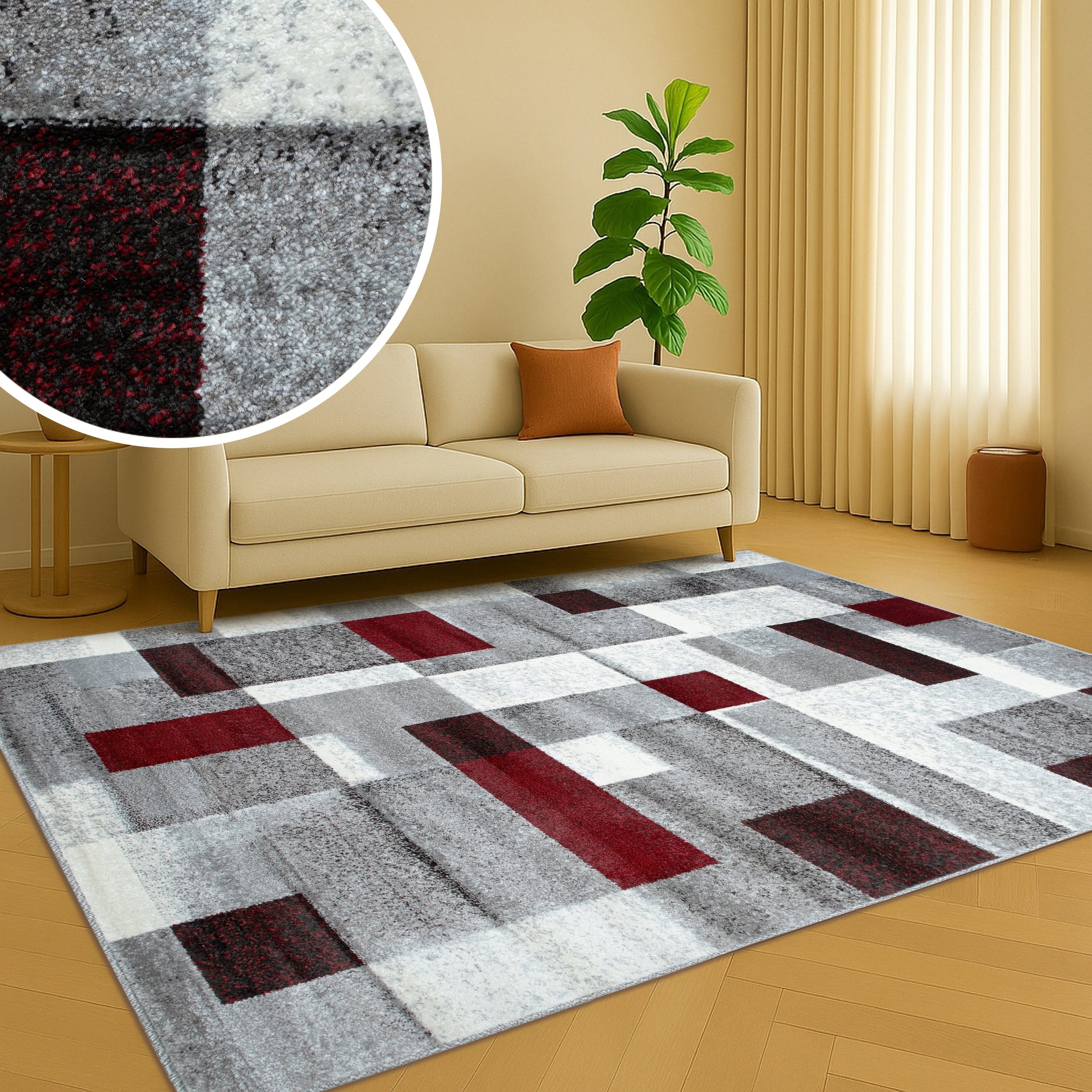 GOODproduct Tapis »Corine« Rectangulaire 9 mm Höhe Avec poil particulièrement doux, poil ras, design moderne à carreaux,