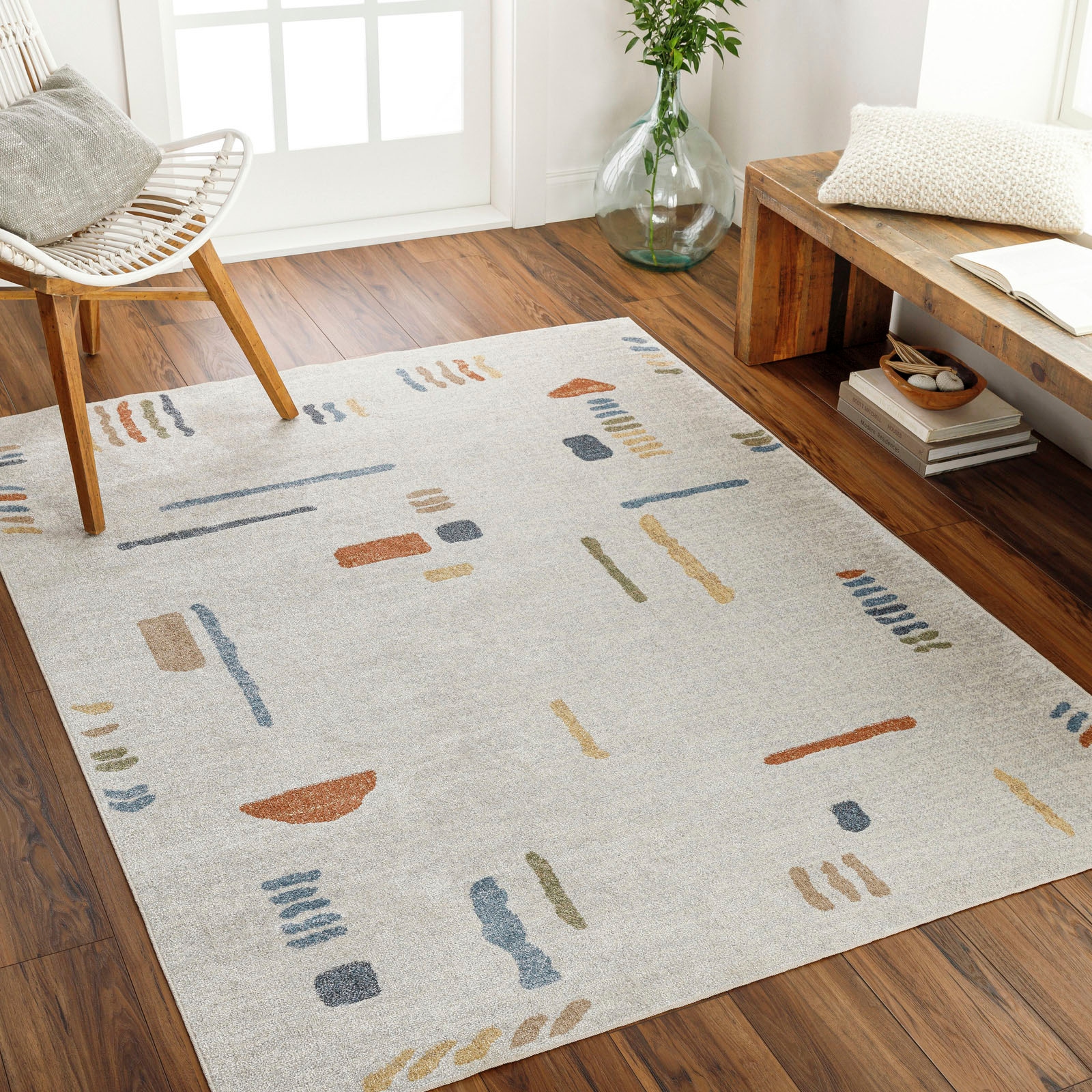 Image of Livabliss Teppich "KITTILA" rechteckig 5 mm Höhe Maschinenwaschbar, Boho Kurzflor Wohnzimmerteppich, Schlafzimmer
