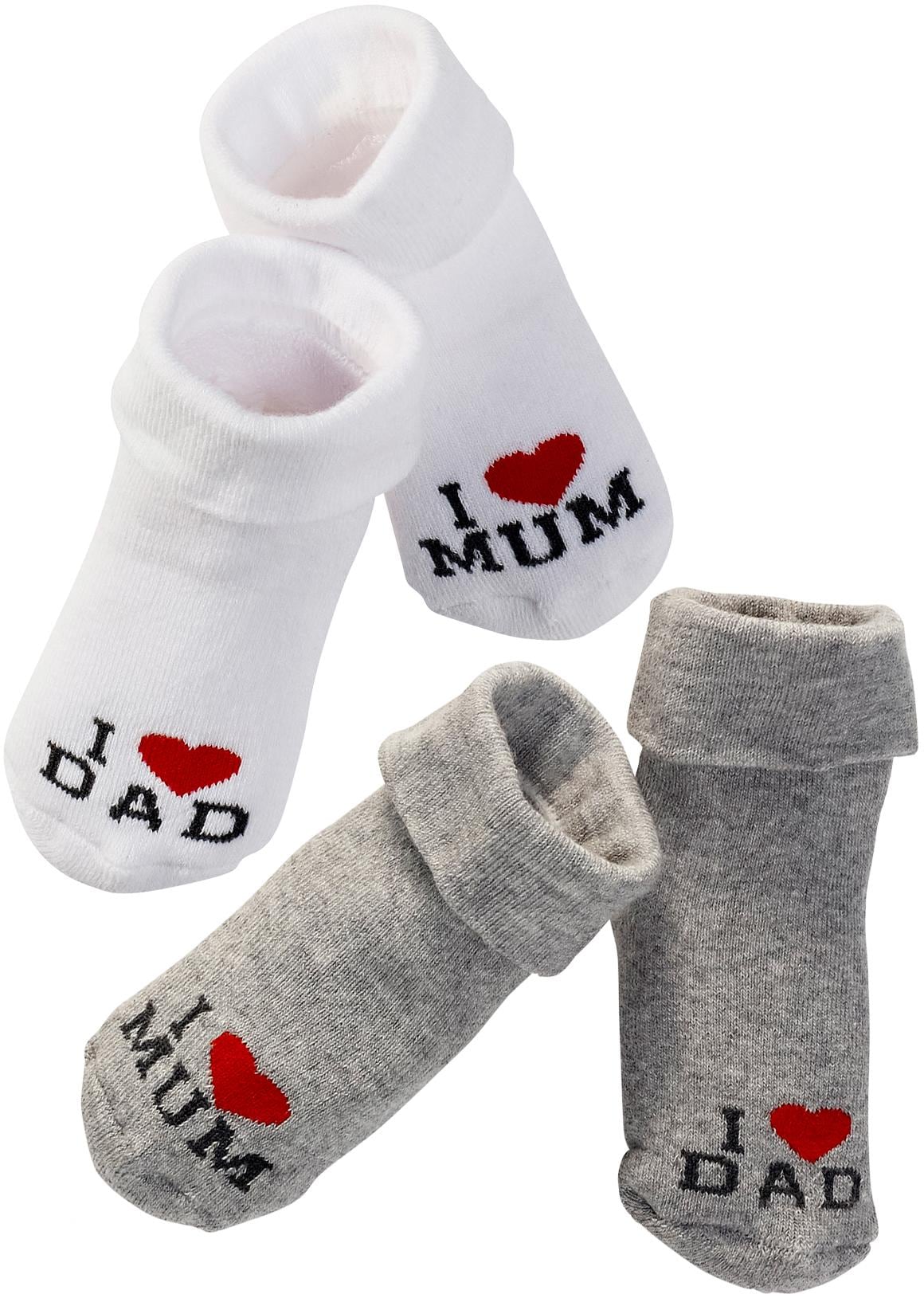 Vivance Umschlagsocken »I Love Mum, I Love Dad«, (Packung, 4 Paar), mit Umschlagbündchen