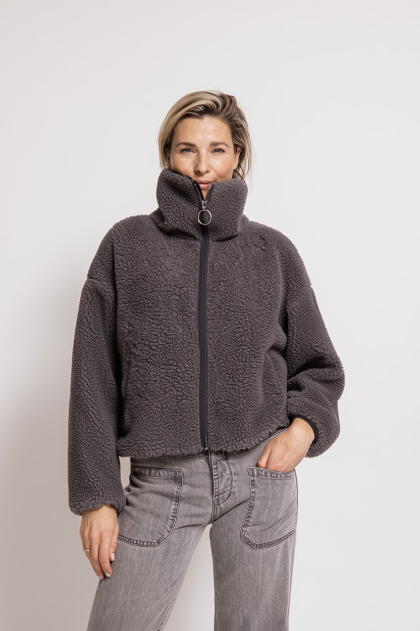 Image of Zhrill Kurzblazer "ZIRA" Fleecejacke im Casual Stil, bequeme Passform, XXL-Kragen