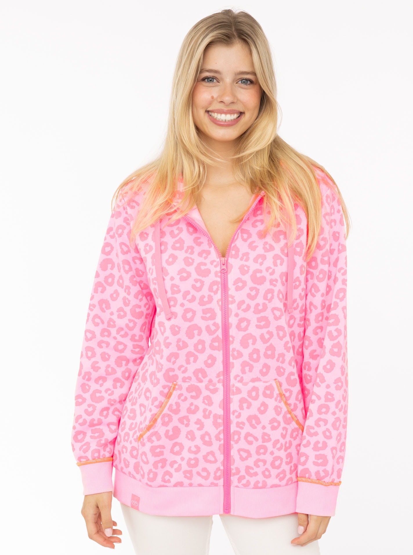 Zwillingsherz Kapuzensweatjacke »"Soft Leo"« Mini-Me, mit Leo Muster, Zipper und Kängurutaschen