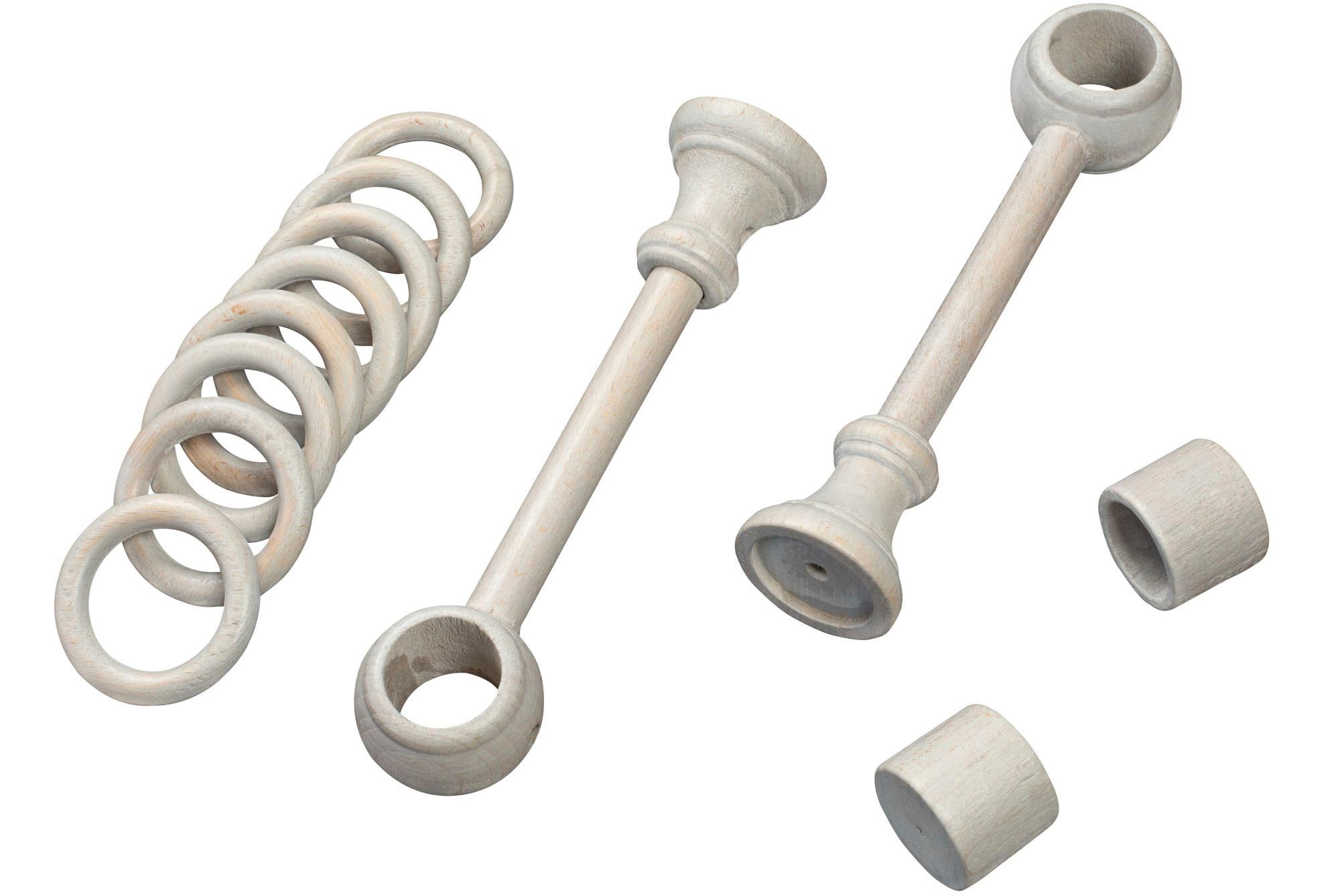 SN DECO GROUP Tringle à rideaux »Cafiro« 1 läufig-läufig Fixmass 28 mm, Holz, verschiedene Längen und Farben, Komplettset