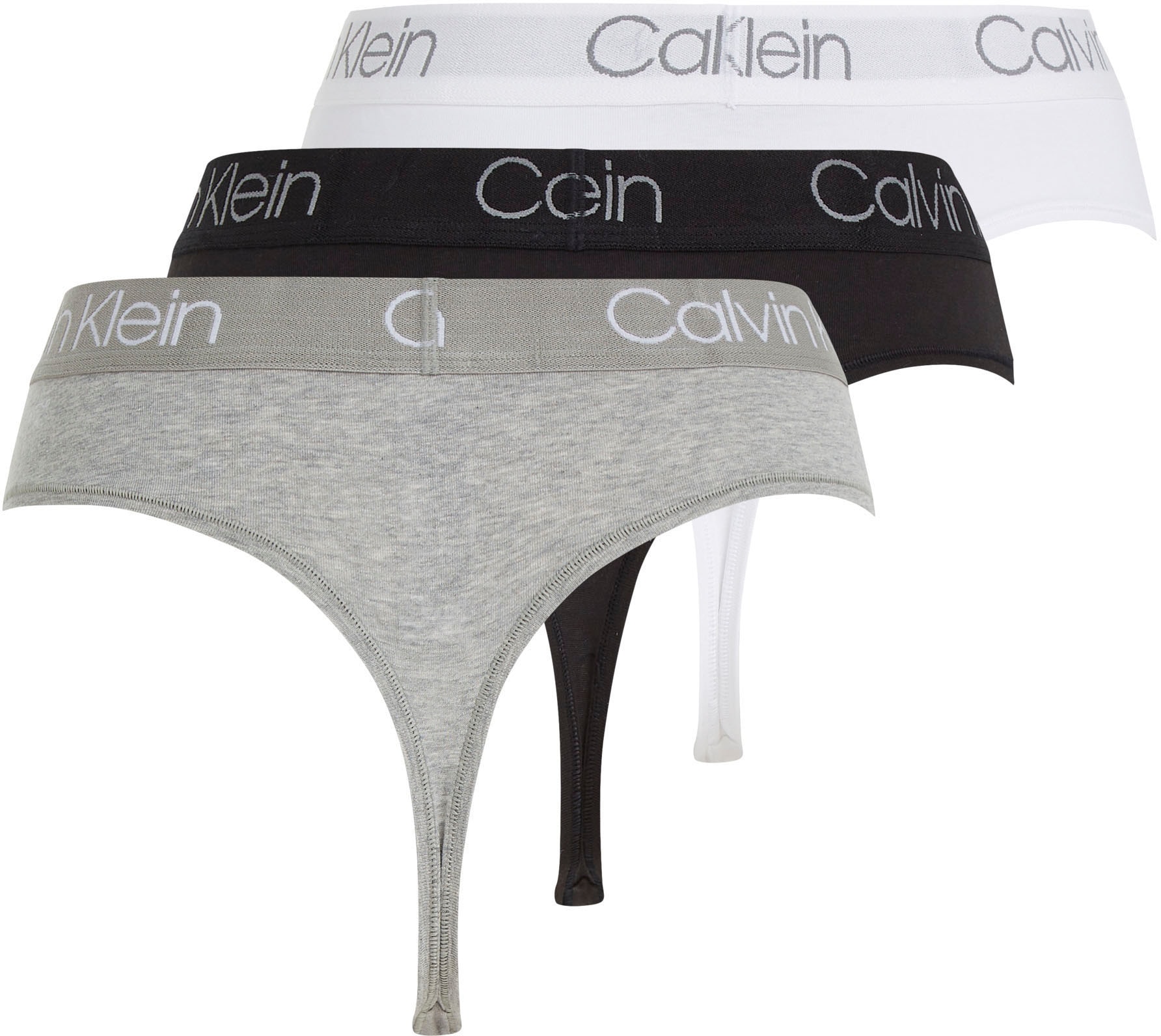 ♕ Calvin Klein T-String »3PK HIGH WAIST THONG«, (Packung, 3 St., 3er-Pack),  mit klassischem Logobund versandkostenfrei auf