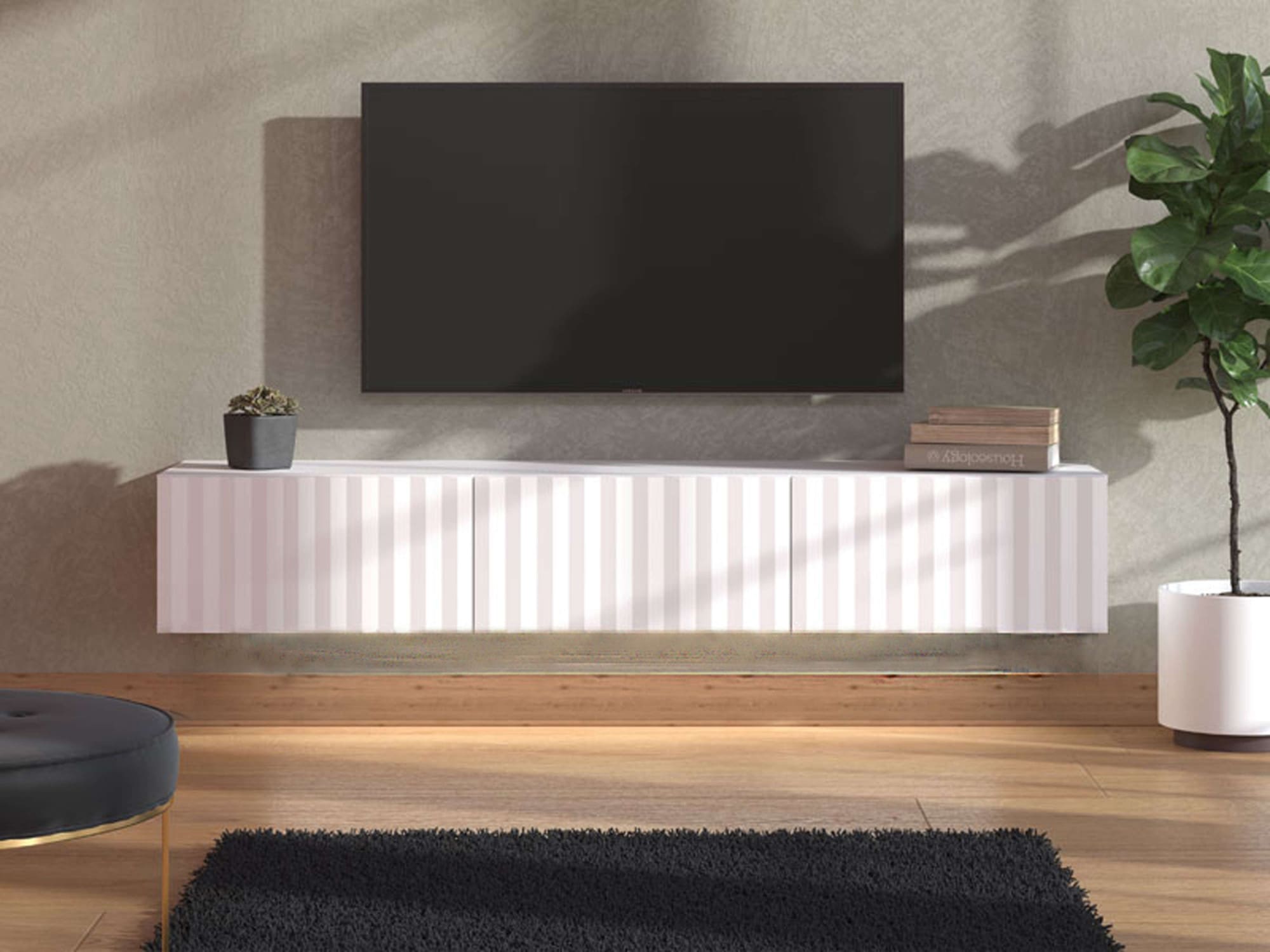 INOSIGN Lowboard »Antibes TV-Lowboard, Breite 192/154/128 cm, TV-Schrank«, TV-Kommode, 3D-Fronten, Push-To-Open-Funktion, Wandmonatage