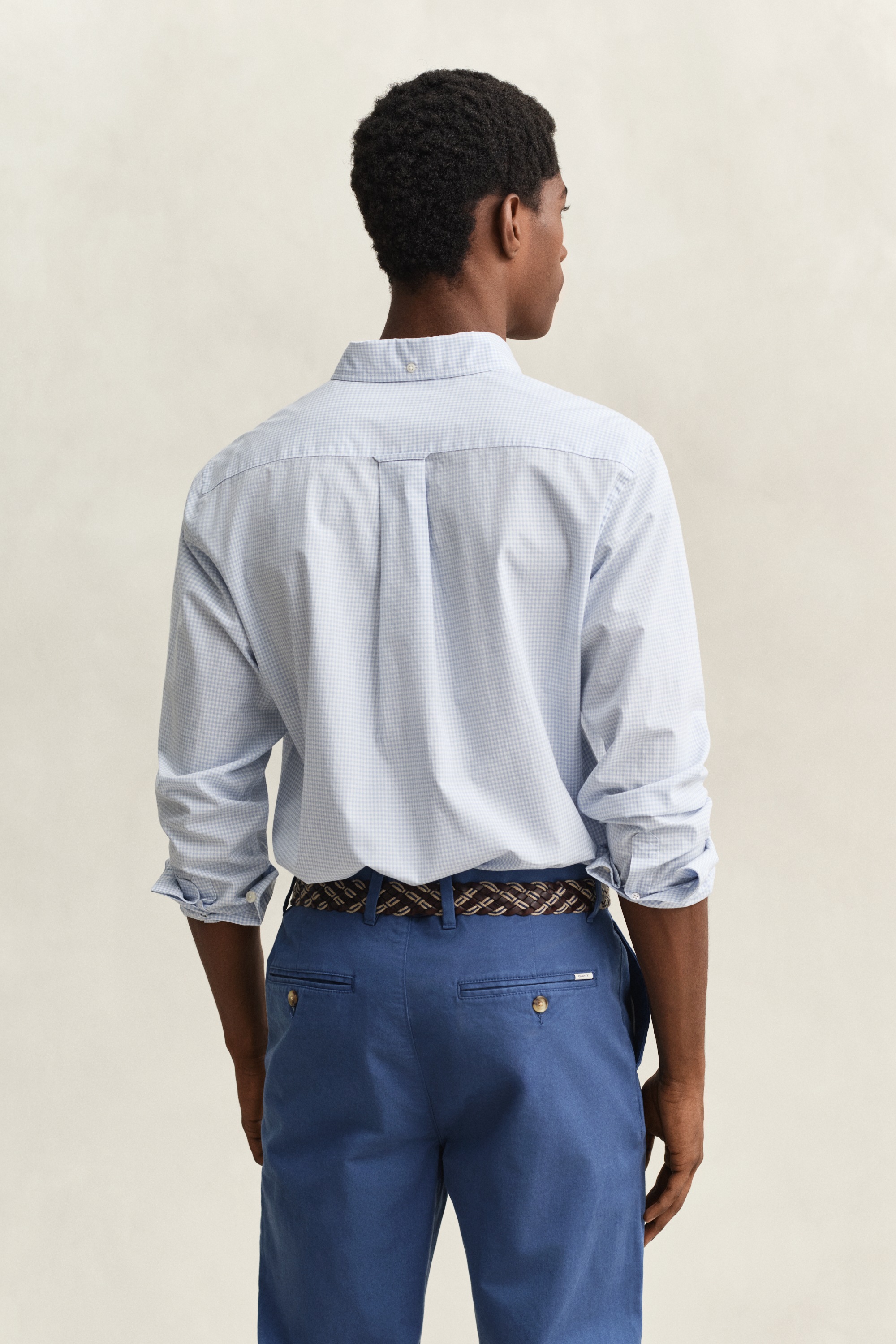 Gant Chemise à manches longues »REG CLASSIC POPLIN GINGHAM SHIRT« avec broderie logo, popeline de coton