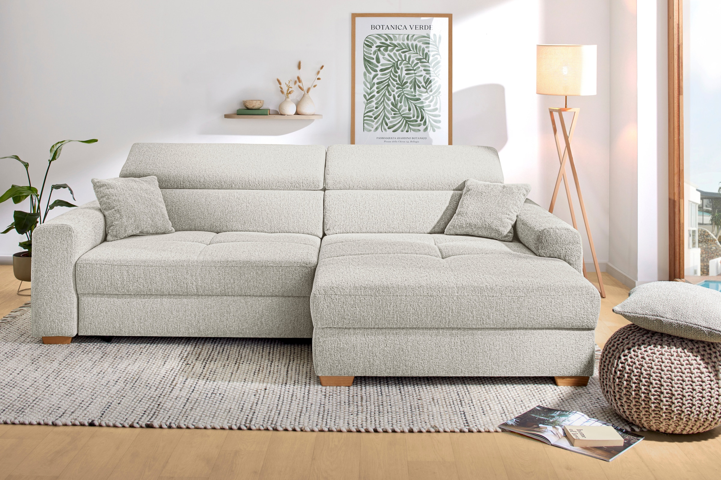 Image of Jockenhöfer Gruppe Ecksofa "Slider L-Form, B: 277 cm Couch, 60cm elektrische Sitztiefenverstellung" 140kg Belastbarkeit, USB-Anschluss, Kopfteilverstellung & Zierkissen