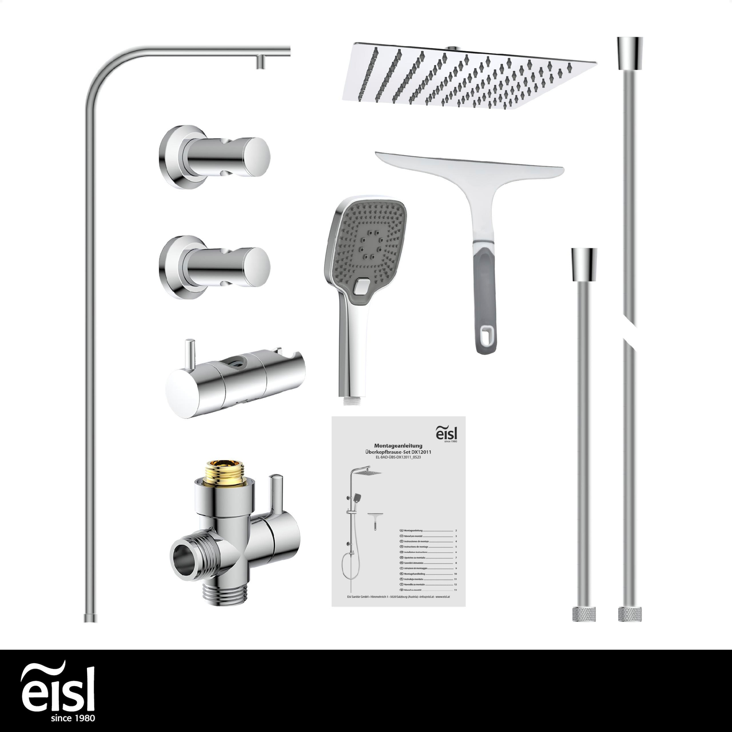 Eisl Duschsystem »EASY DELUXE« Regendusche, Antikalk, höhenverstellbar, inkl. Duschabzieher