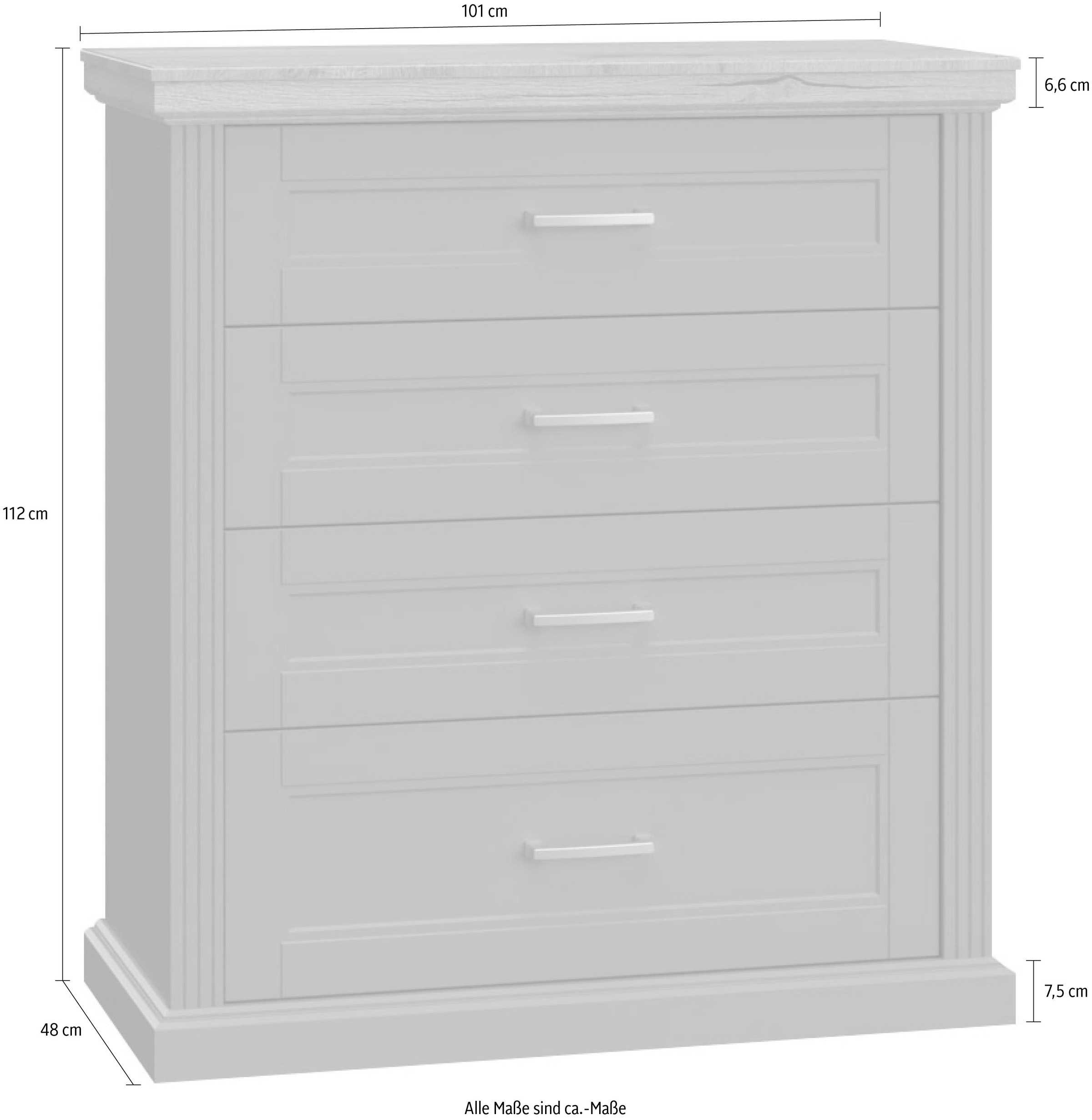 OTTO home Kommode "Tara Schubkastenkommode, B/T/H: 101/48/112 cm" lackiert mit wasserbasiertem UV-Lack, Soft-Close-Funktion