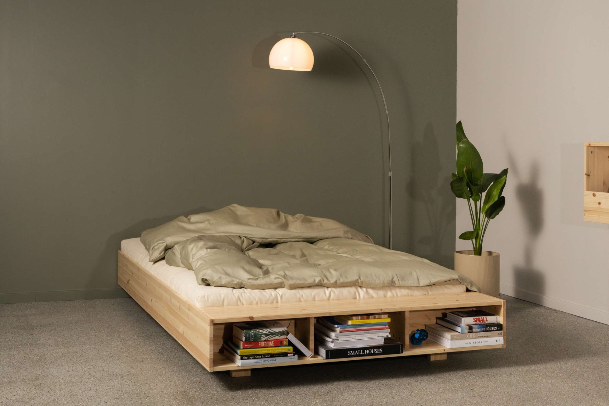 Karup Design Stauraumbett »Merge Bed Bettgestell m. integrierter Bank m. Stauraum, mehrere Grössen«, inkl. Lattenrost, excl. Matratze, FSC®-zertifiziertes Massivholz