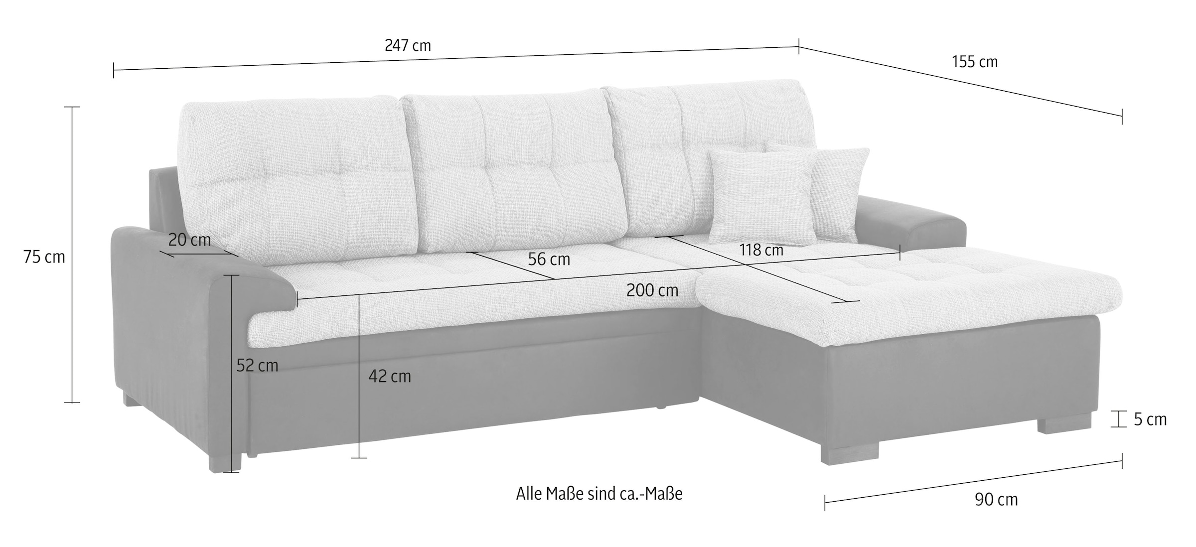 Home affaire Ecksofa »Föhr L-Form«, wahlweise mit Bettfunktion