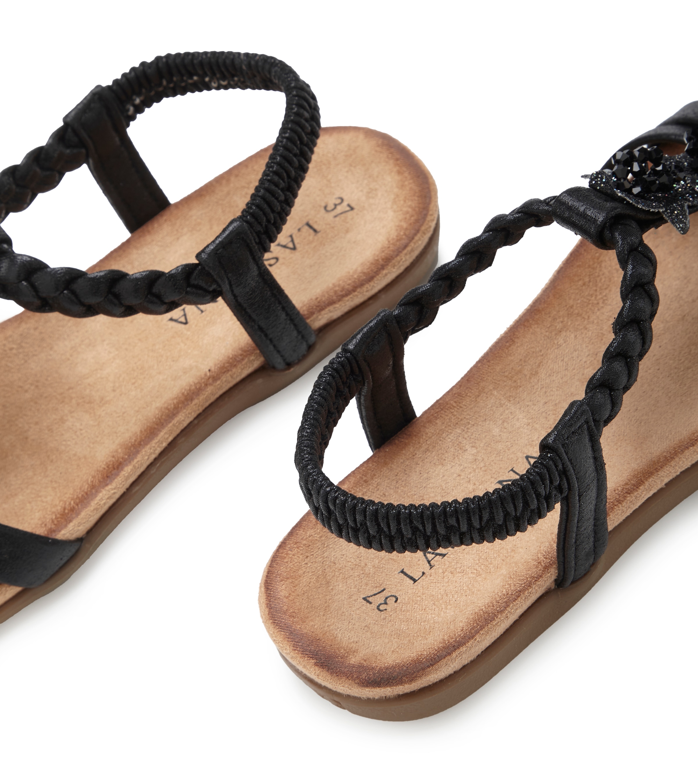 LASCANA Sandale »Sommerschuh, Sandalette, offener Schuh,«  avec élégants strass et lanière élastique