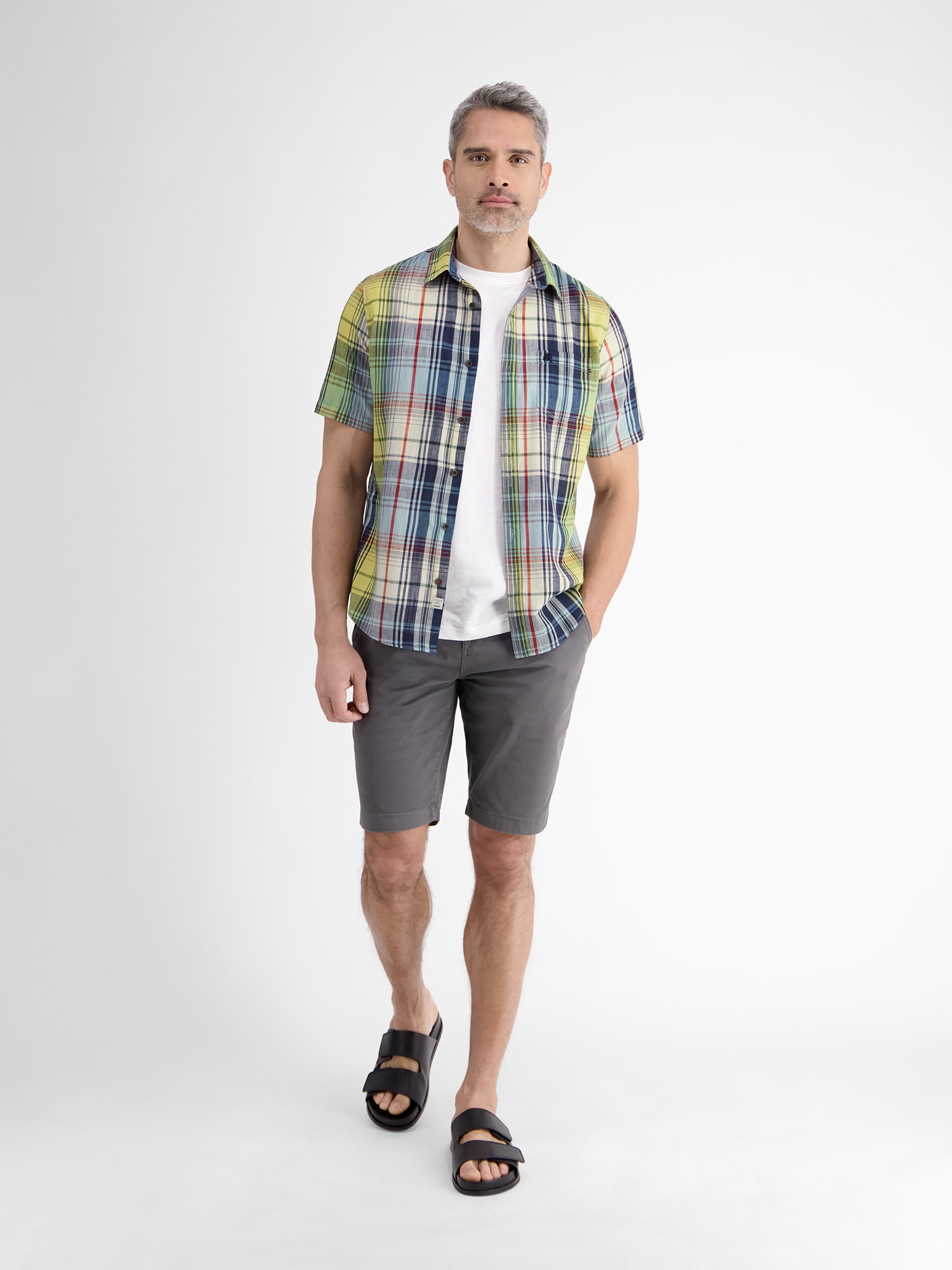 LERROS Chemise à manches courtes »LERROS Sommerliches Karohemd mit Leinenanteil«