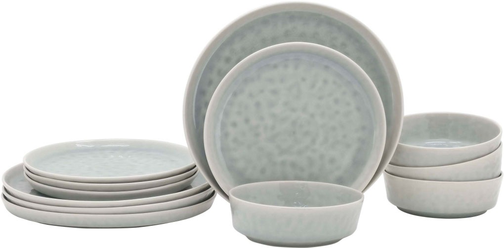 Image of andas Geschirr-Set »Gunnar«, (Set, 12 tlg., Speiseteller, Frühstücksteller, Müslischale), extravagante Glasurtechnik bei Ackermann Versand Schweiz