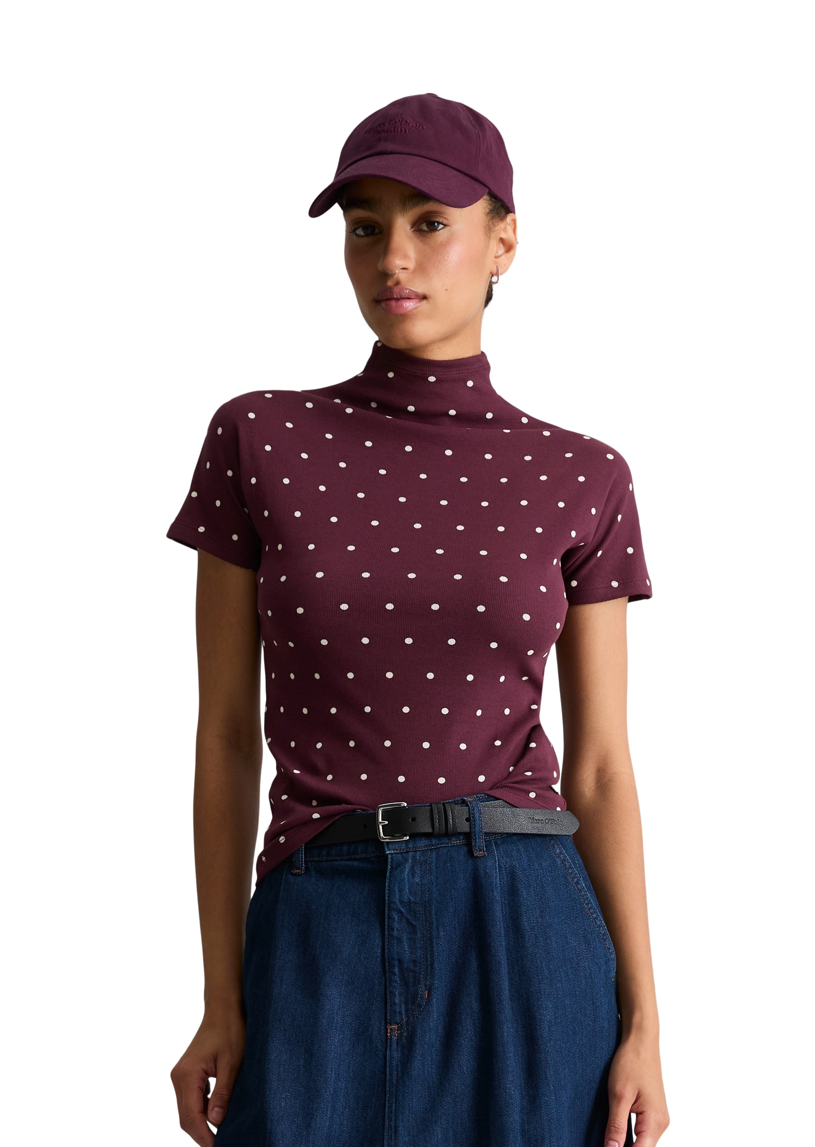 Image of Marc OPolo DENIM T-Shirt Geripptes Jersey-Top slim aus Stretch-Jersey