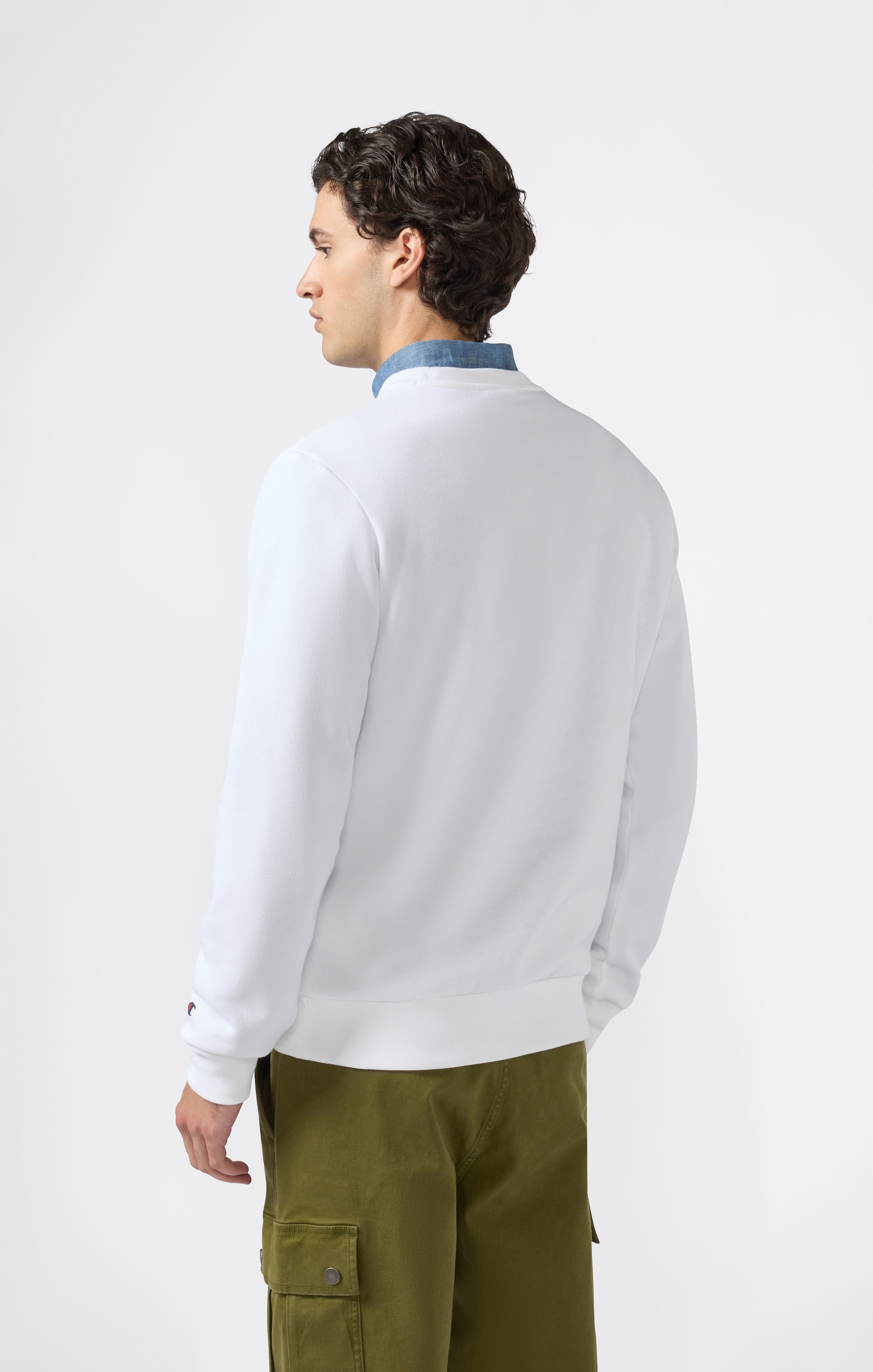 Champion Sweat à capuche »BASICS Fleece Crewneck Sweatshirt Large Logo«, Avec coton et polyester, manches longues, finition droite
