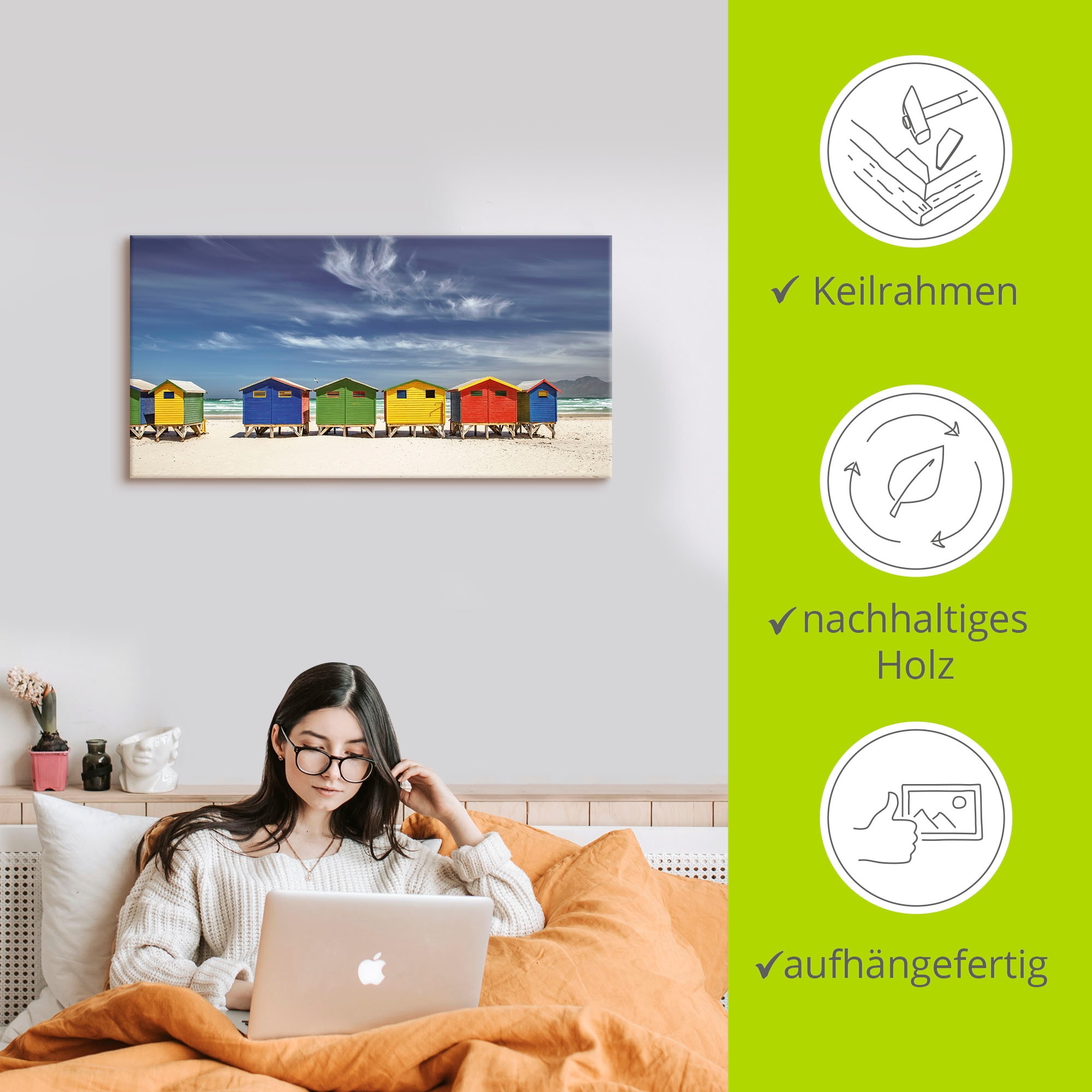 Artland Fresque murale »Bunte Strandhäuser bei Kapstadt« 1 cuis tlg. als Alubild, Leinwandbild in verschied. Grössen