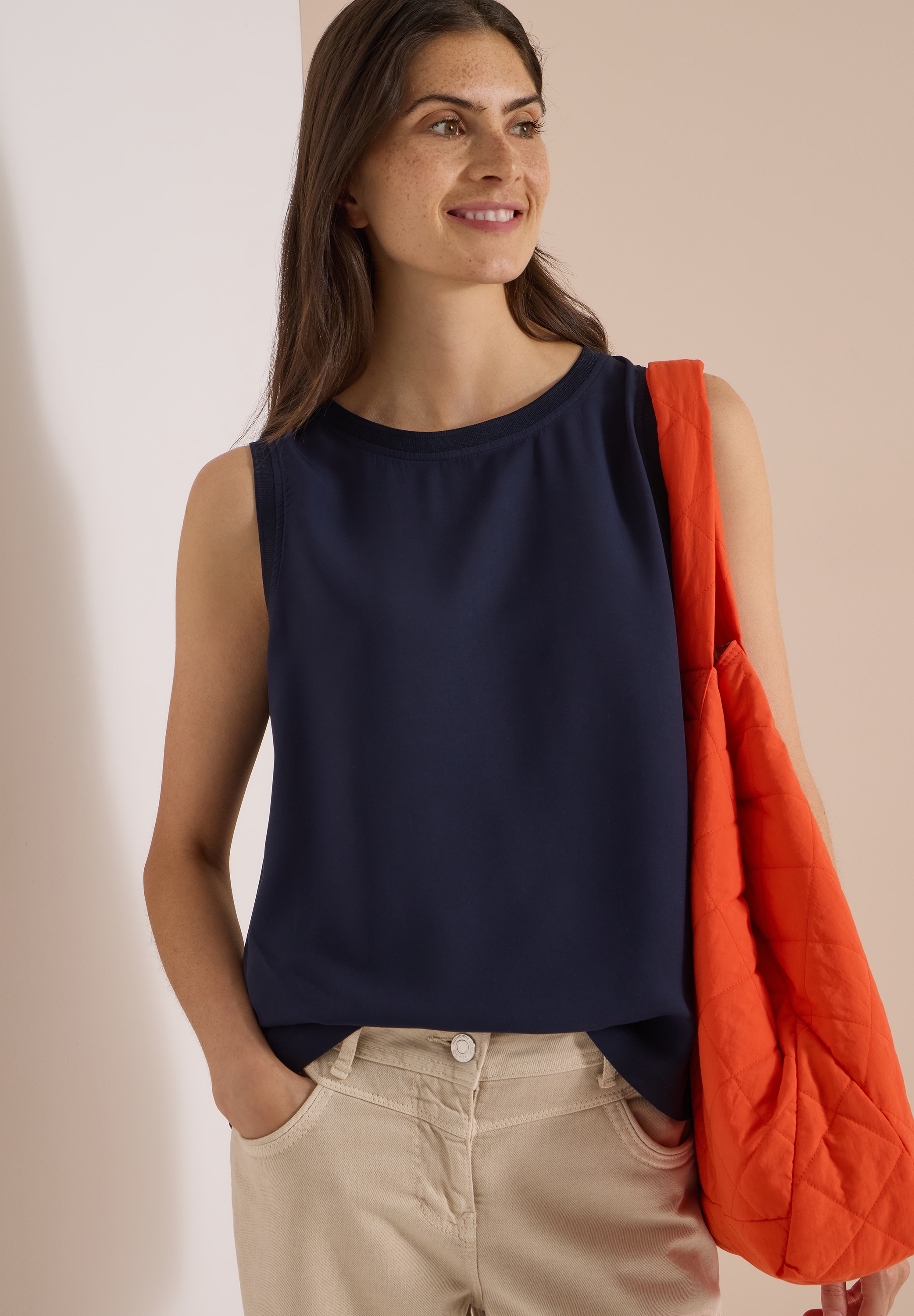 Cecil Top chemisier T-shirt d'été, viscose, sans manches