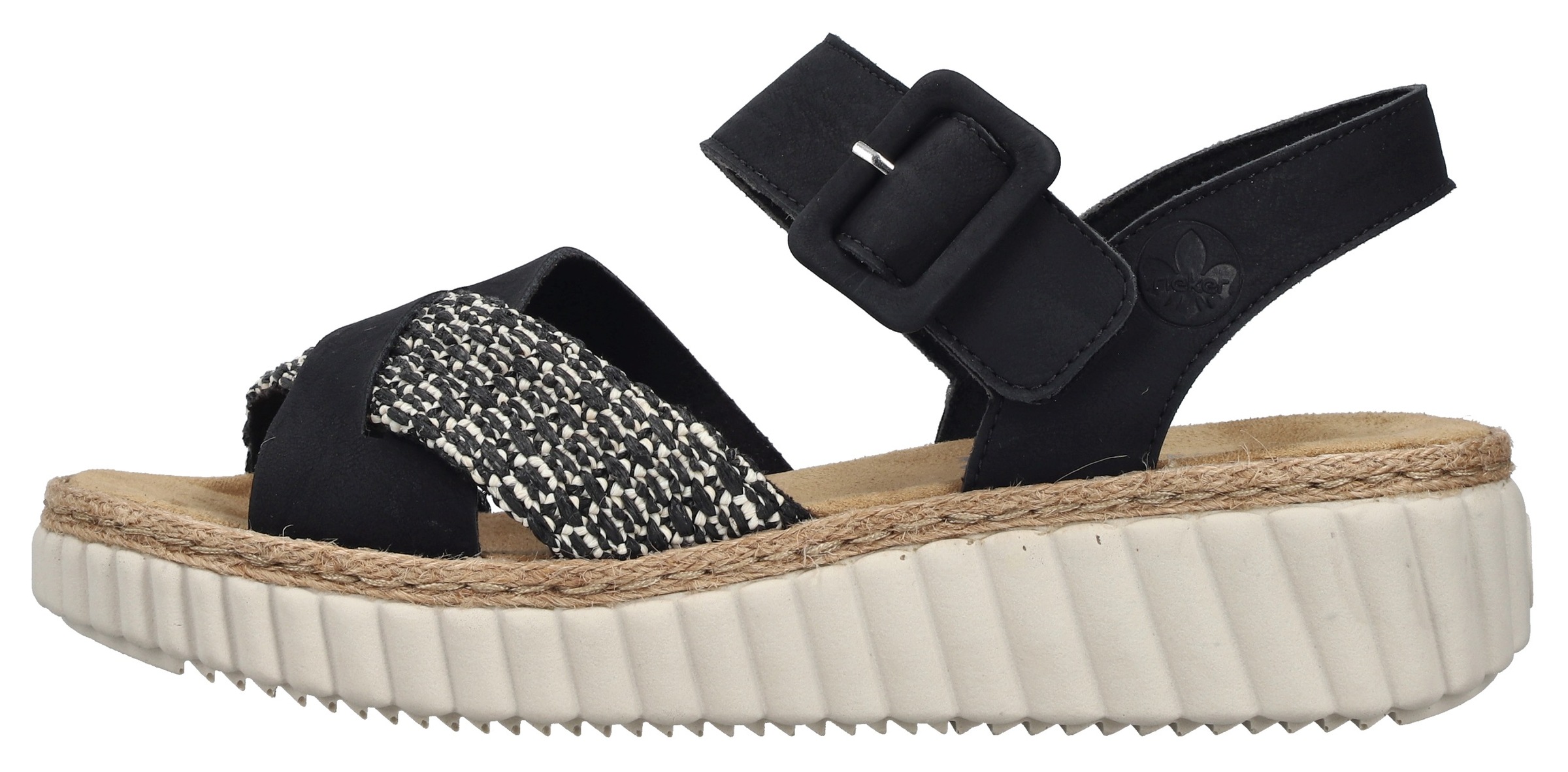 Rieker Sandale  Chaussure d'été, chaussure de plage, chaussure de vacances avec bordure en raphia
