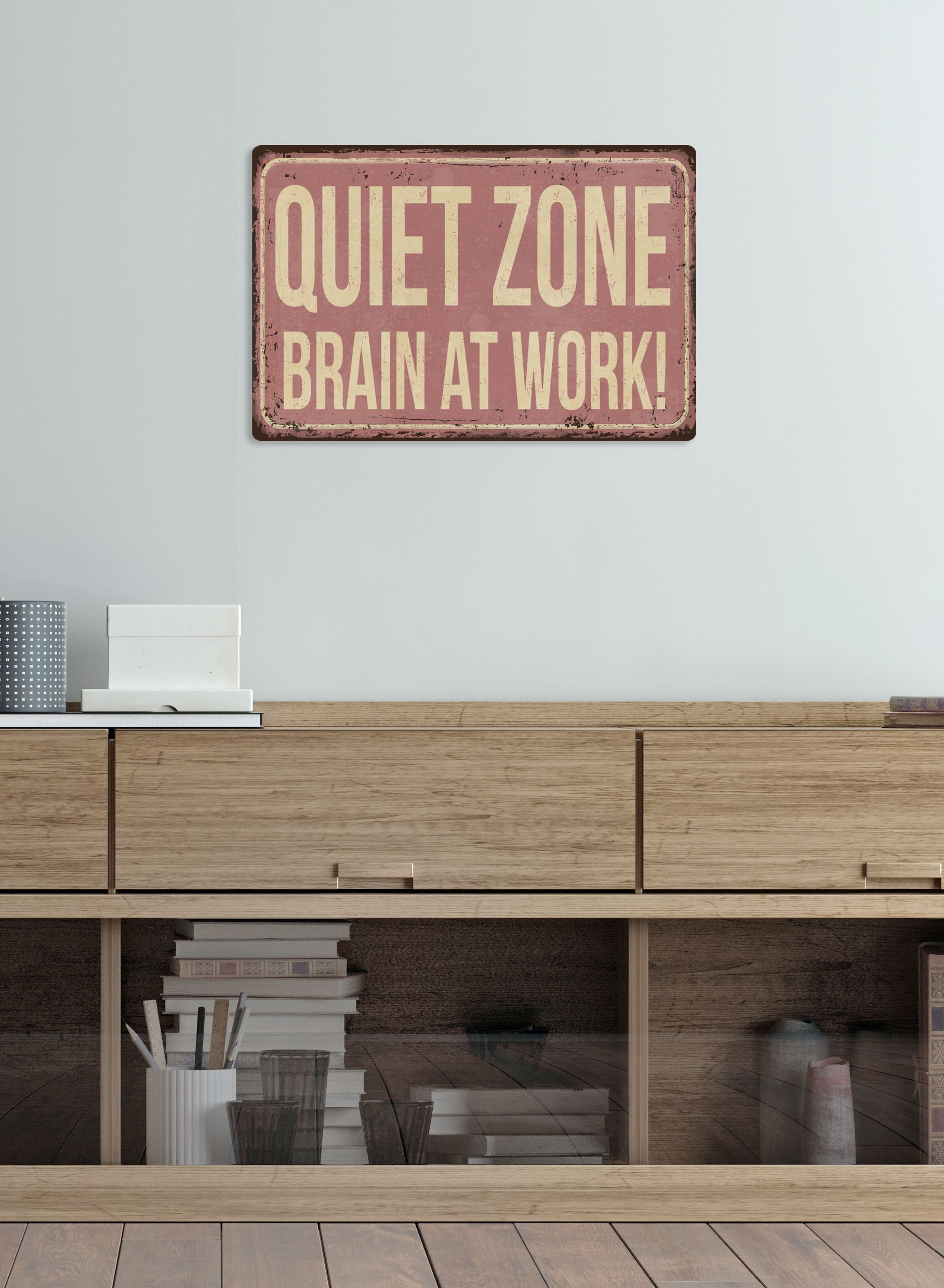 queence Tableau métallique »QUIET ZONE« 1 cuis tlg. Stahlschild, Blechschild, Sprüche, Texte, witzig