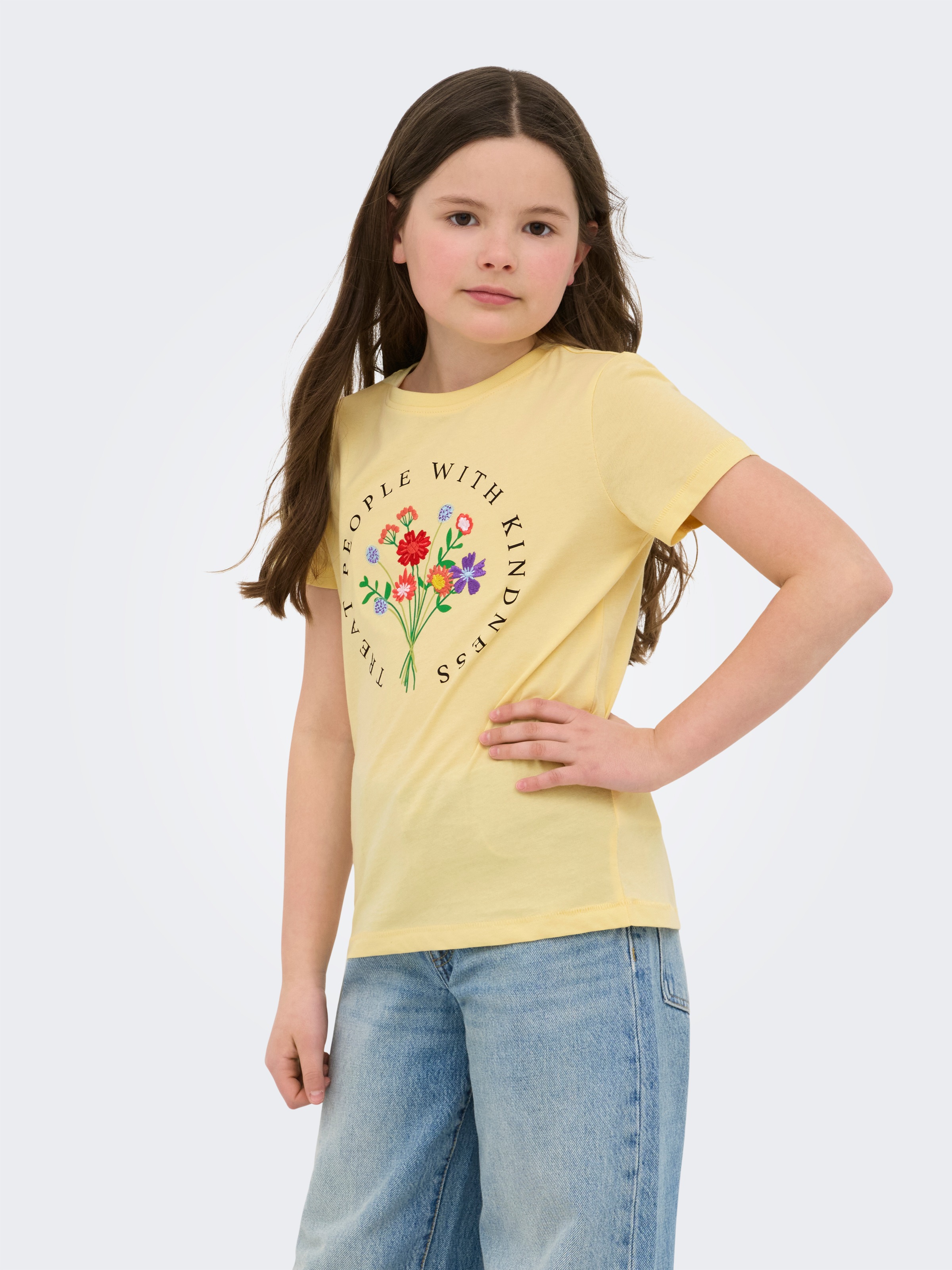 Image of KIDS ONLY T-Shirt "KOGEMMA REG S/S FLOWER TOP BOX JRS" Baumwolle, regular fit