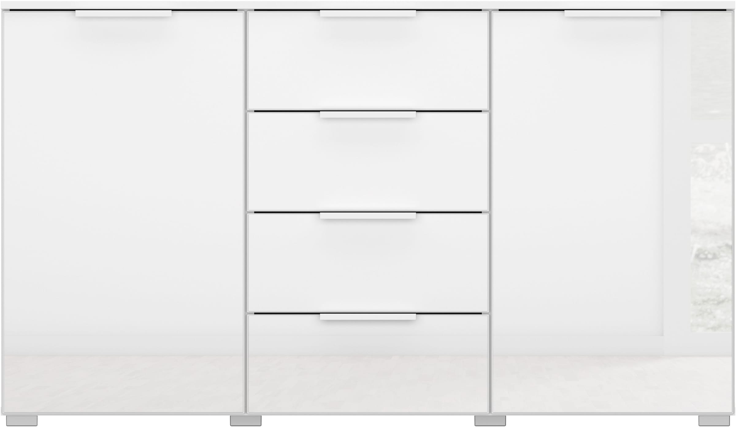 rauch Commode à tiroirs »Sideboard Kommode Kombikommode KOLUNA mit Glasfront« Largeur 120 cm avec façade en verre de qualité,  quatre grands tiroirs, avec au total 4 tablettes MADE IN GERMANY