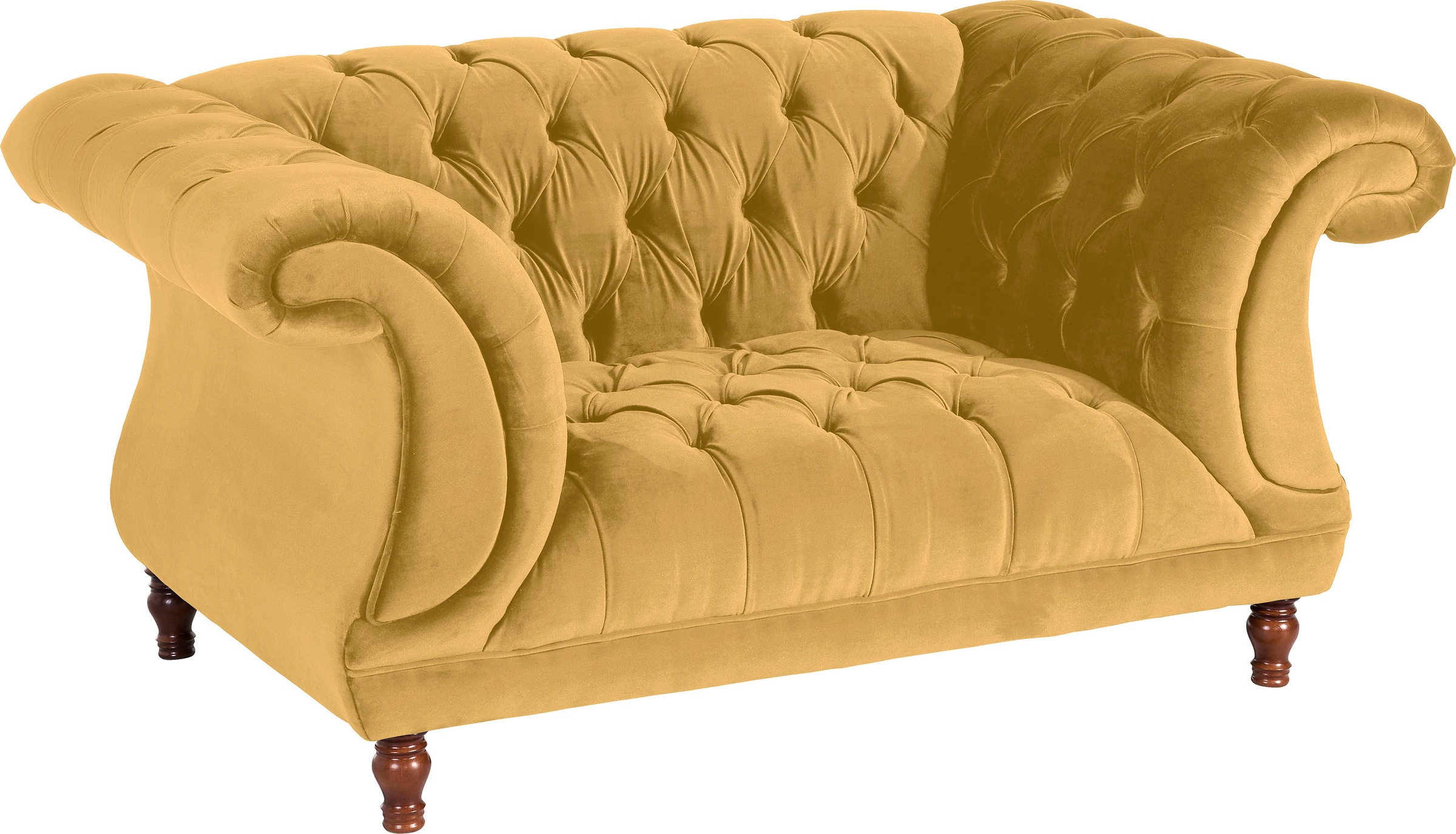 Max Winzer® Loveseat »Isabelle, Loungesessel«, Knopfheftung & gedrechselten Füssen in Buche Nussbaum, Breite 167 cm