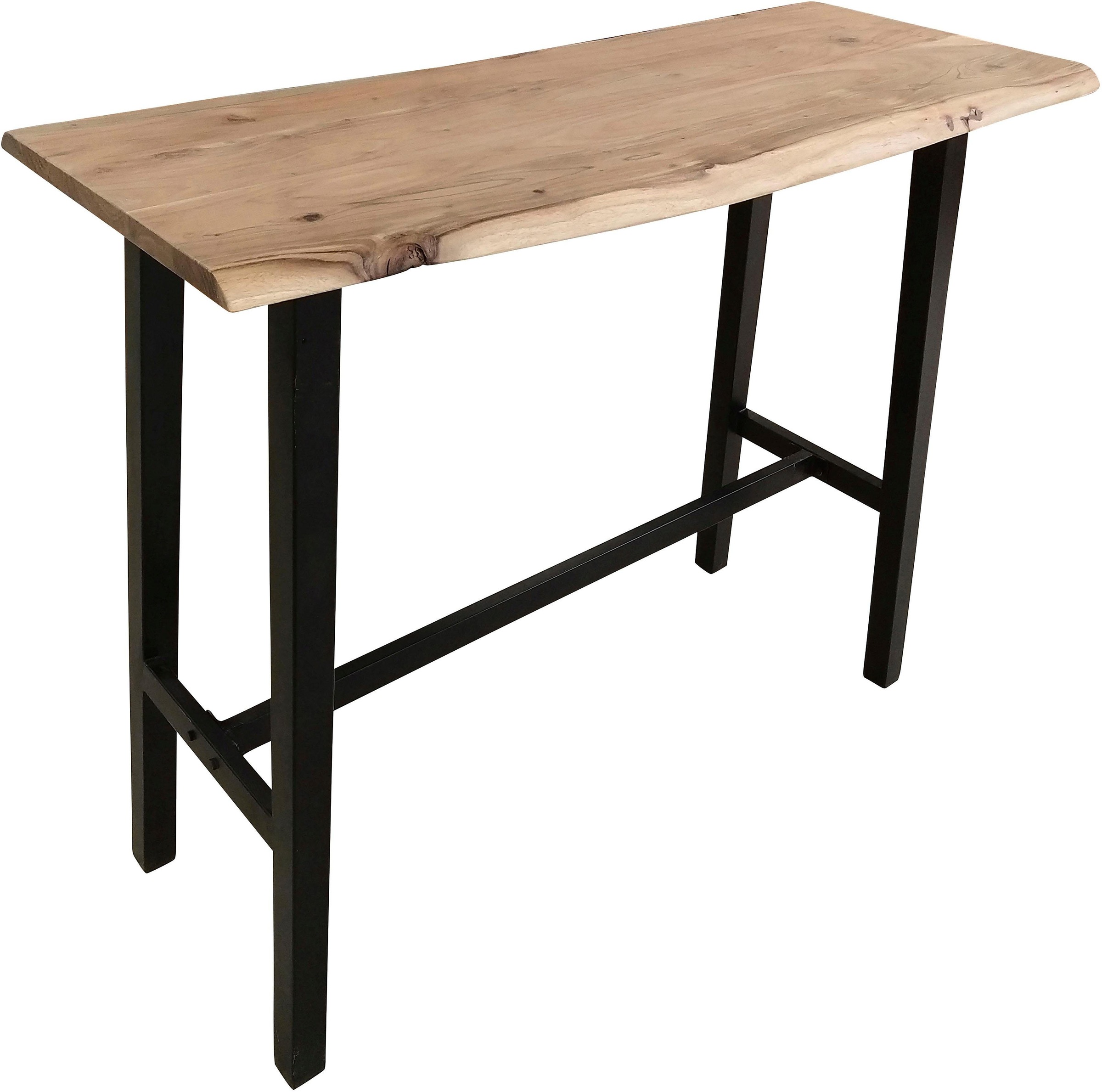 Image of SIT Bartisch "Malcesine aus Akazie mit Baumkante mit Stahlgestell antikschwarz" Natürliche Baumkante aus massiver Akazie wie gewachsen