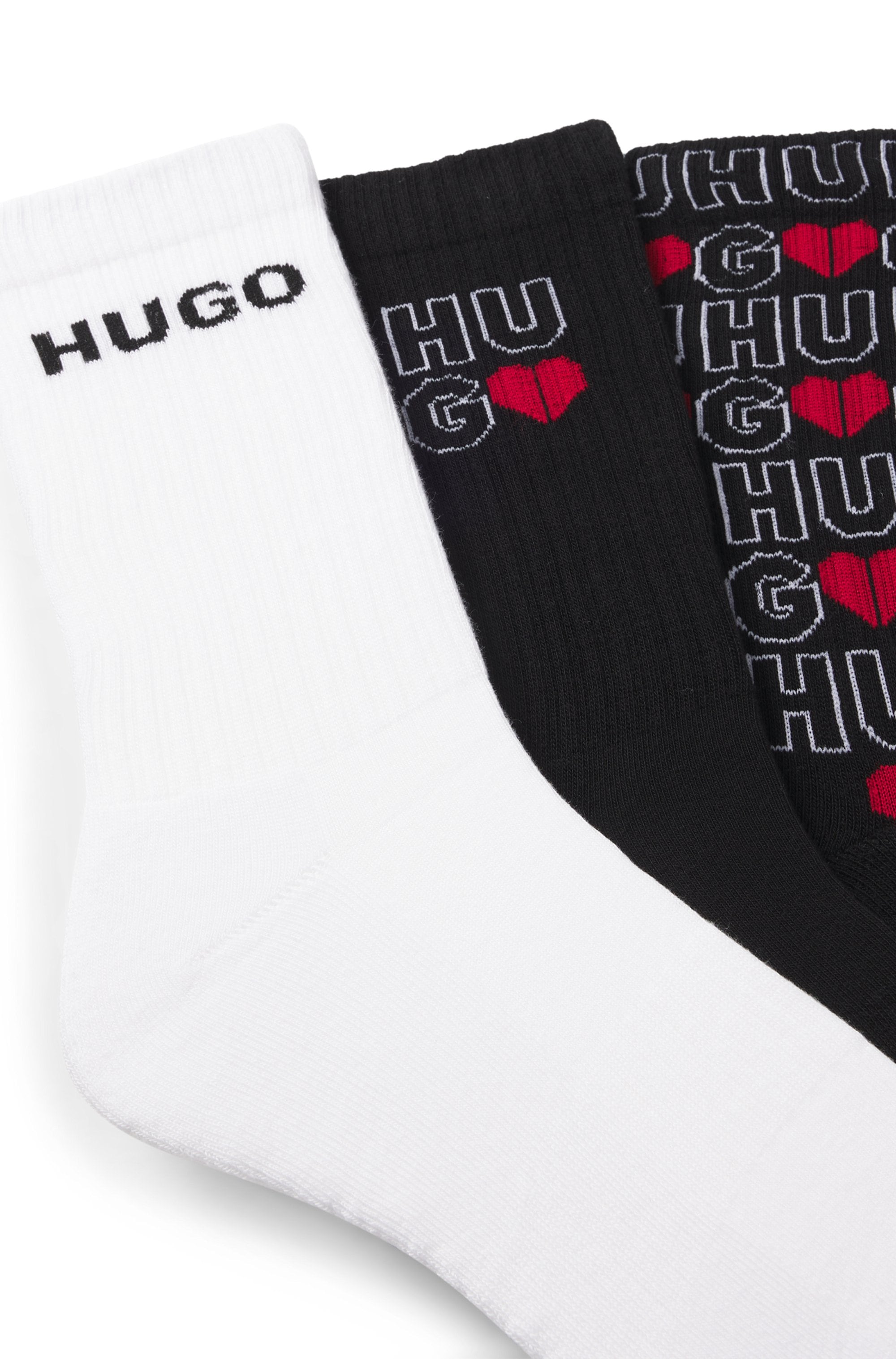 HUGO Underwear Chaussettes »VALENTINE« 3 Couple tlg. mit kreativen Logos, mit weicher Sohle,