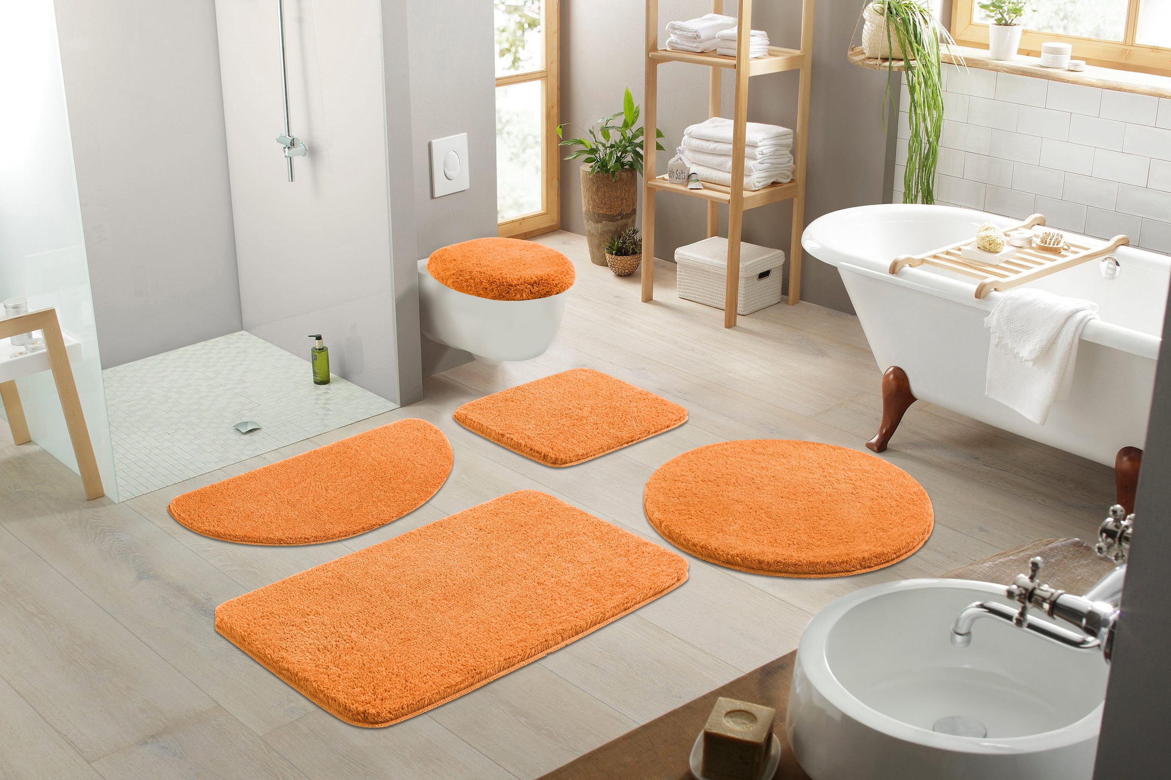 my home Badematte »Merida«, Höhe 32 mm, rutschhemmend beschichtet, fussbodenheizungsgeeignet-schnell trocknend-strapazierfähig, Badteppich, Uni Farben, rechteckig, rund & als 2-tlg. Set erhältlich